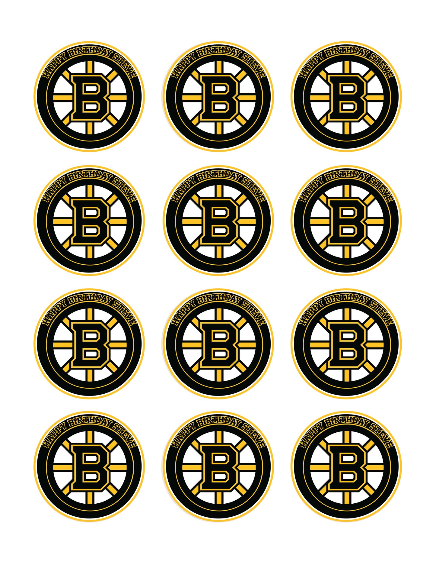 Boston Bruins - Edible Cake Topper, Cupcake Toppers, Strips