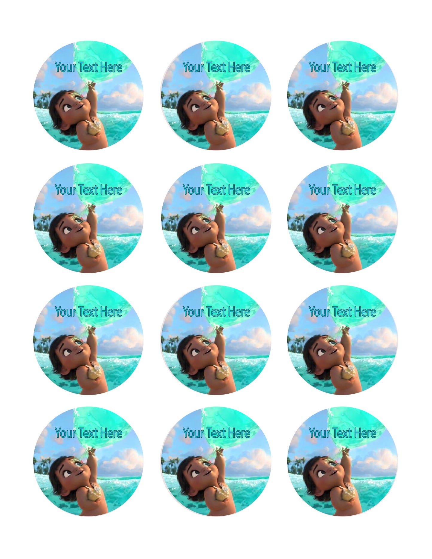 Baby Moana - Edible Cake Topper OR Cupcake Topper, Decor