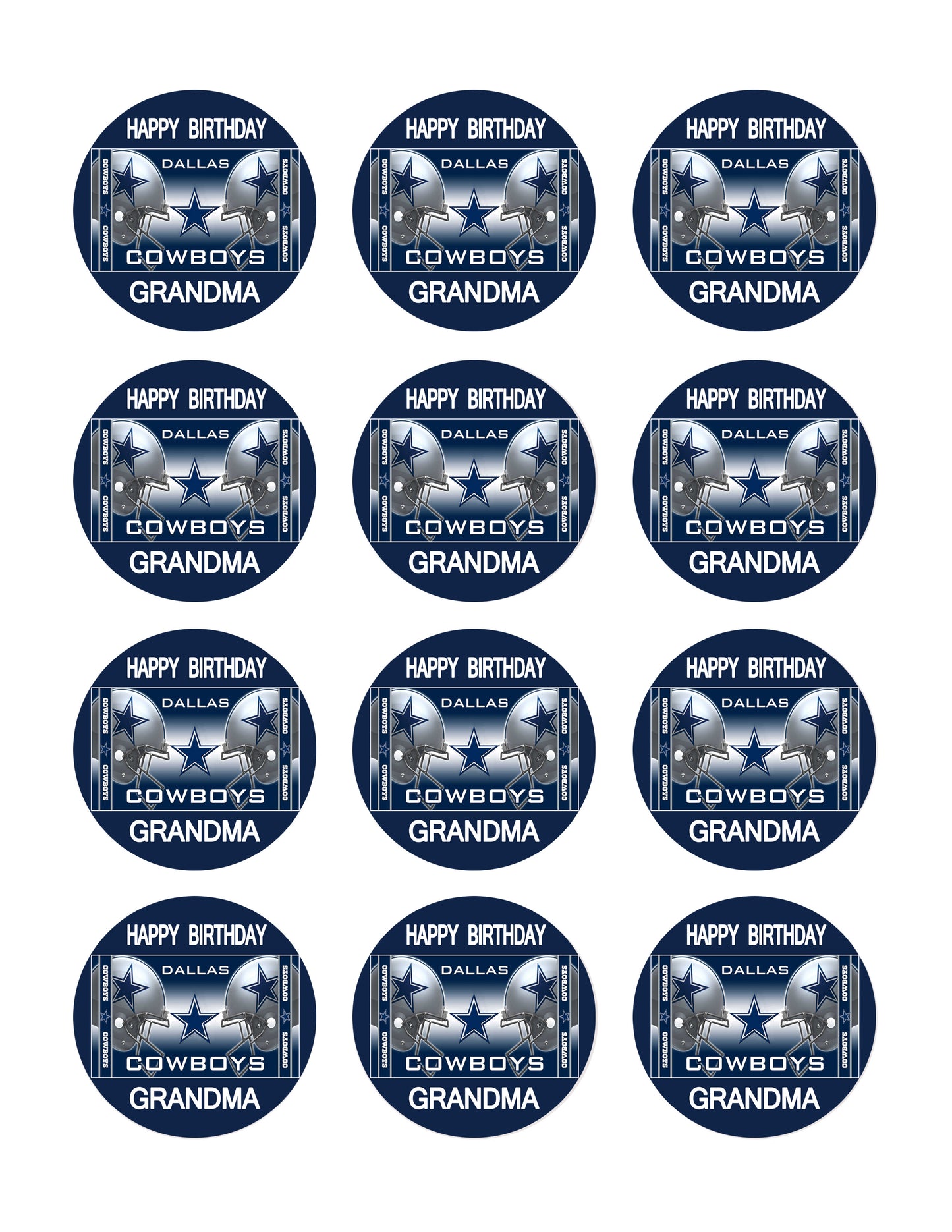 Dallas Cowboys (Nr2) - Edible Cake Topper, Cupcake Toppers, Strips