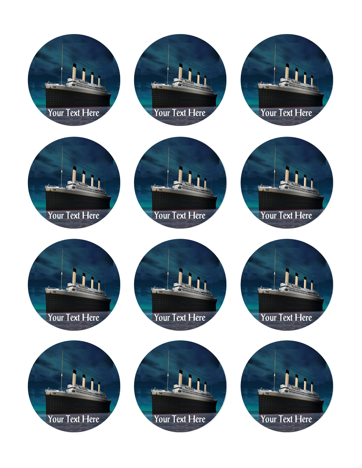Titanic ship (Nr1) - Edible Cake Topper, Cupcake Toppers, Strips