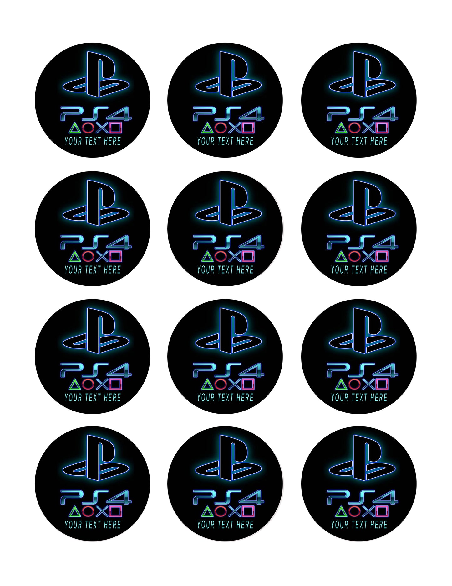 PS 4 - Edible Cake Topper, Cupcake Toppers, Strips