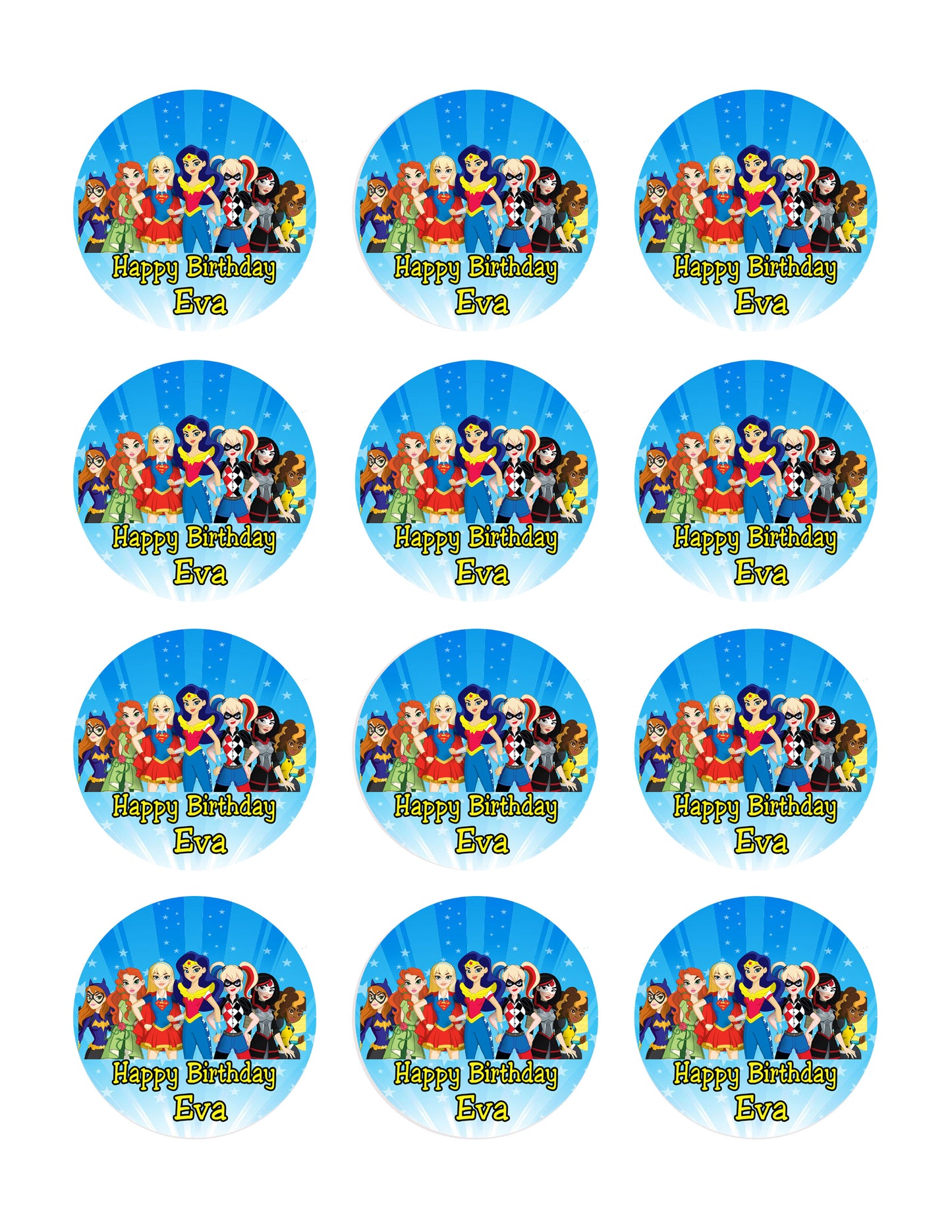 DC Superhero Girls - Edible Cake Topper, Cupcake Toppers, Strips
