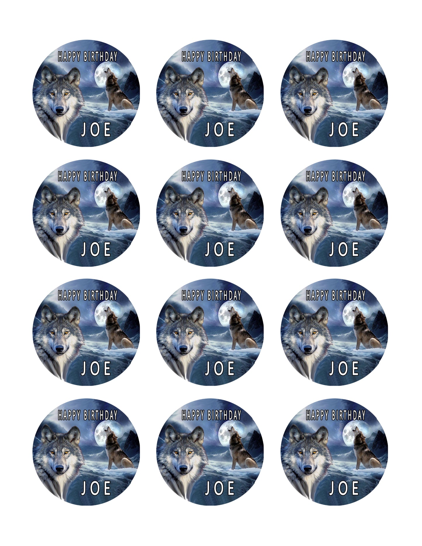 Wolf (Nr2) - Edible Cake Topper OR Cupcake Topper, Decor