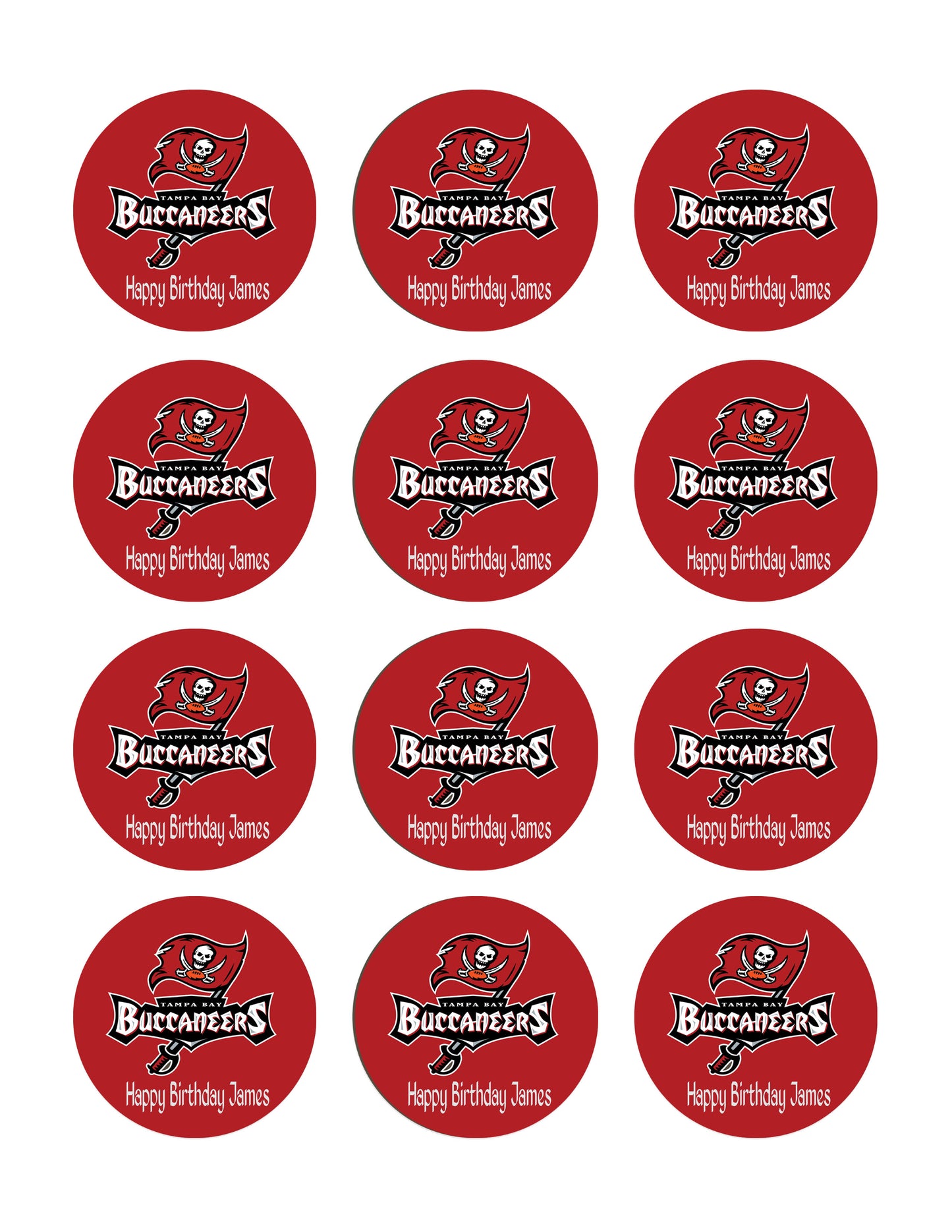 Tampa Bay Buccaneers (Nr2) - Edible Cake Topper OR Cupcake Topper, Decor