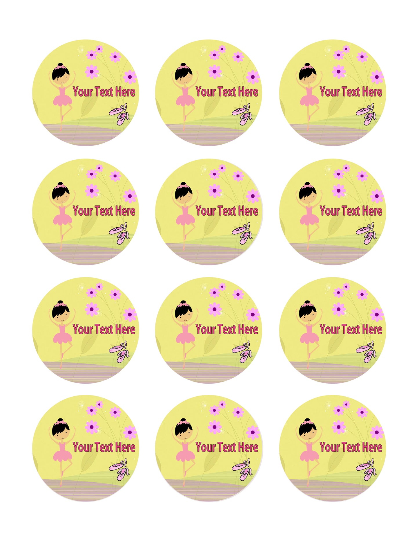 BALLERINA BALLET DANCER - Edible Cake Topper, Cupcake Toppers, Strips
