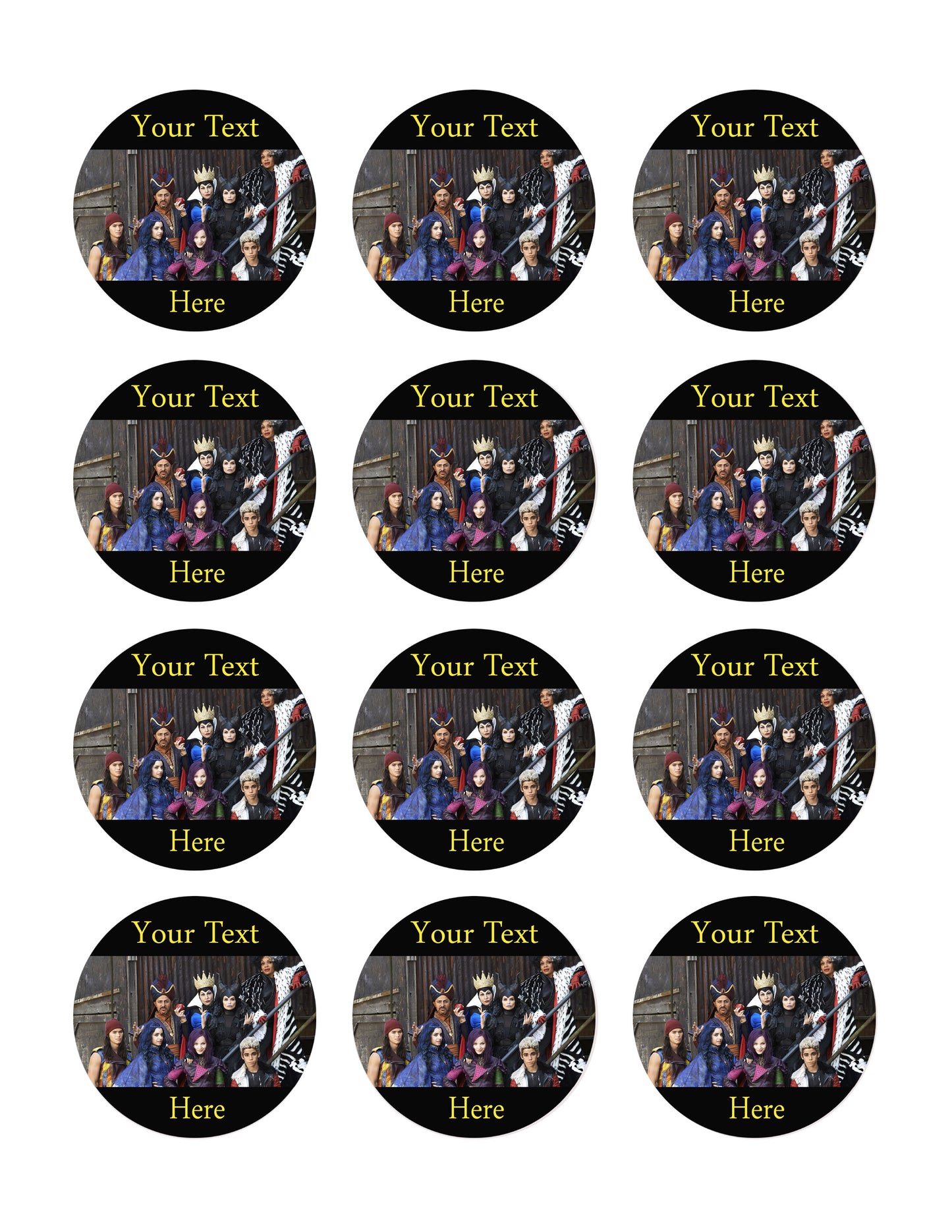 Descendants (Nr3) - Edible Cake Topper, Cupcake Toppers, Strips