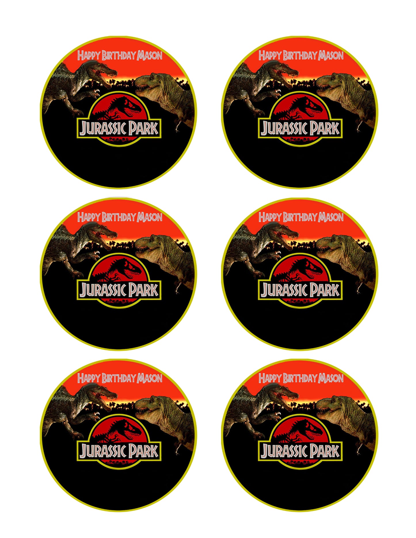 Jurassic Park - Edible Cake Topper OR Cupcake Topper, Decor