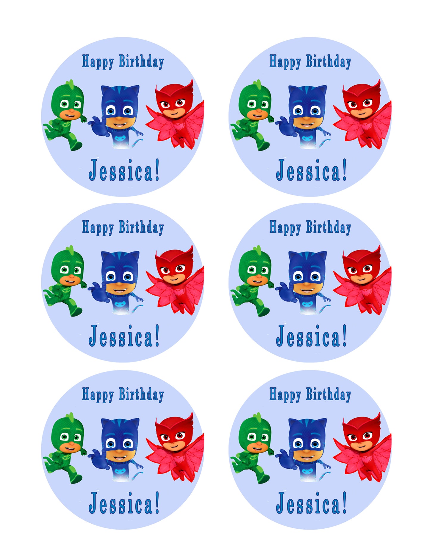 PJ MASKS (Nr3) - Edible Cake Topper OR Cupcake Topper, Decor
