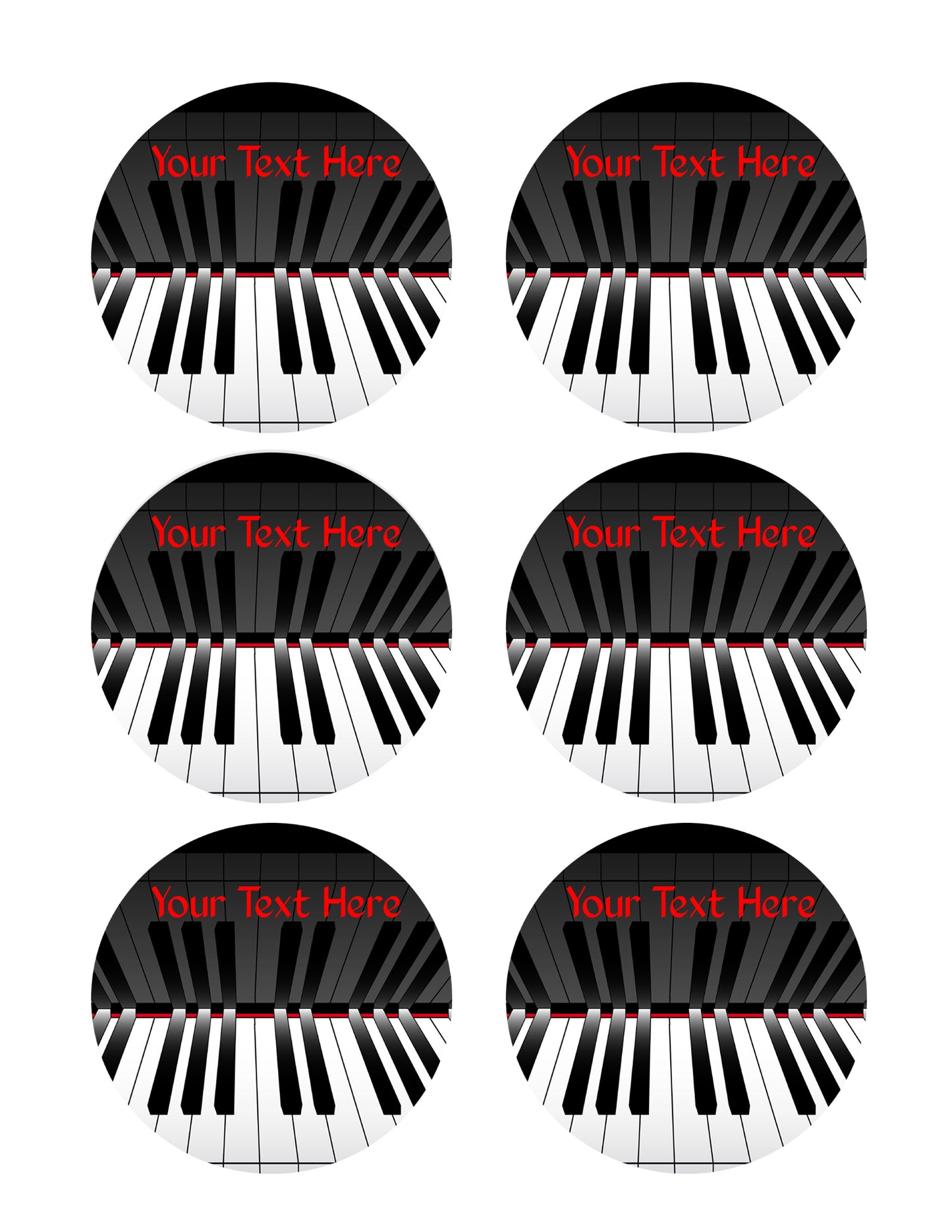 Piano keys (Nr2) - Edible Cake Topper OR Cupcake Topper, Decor