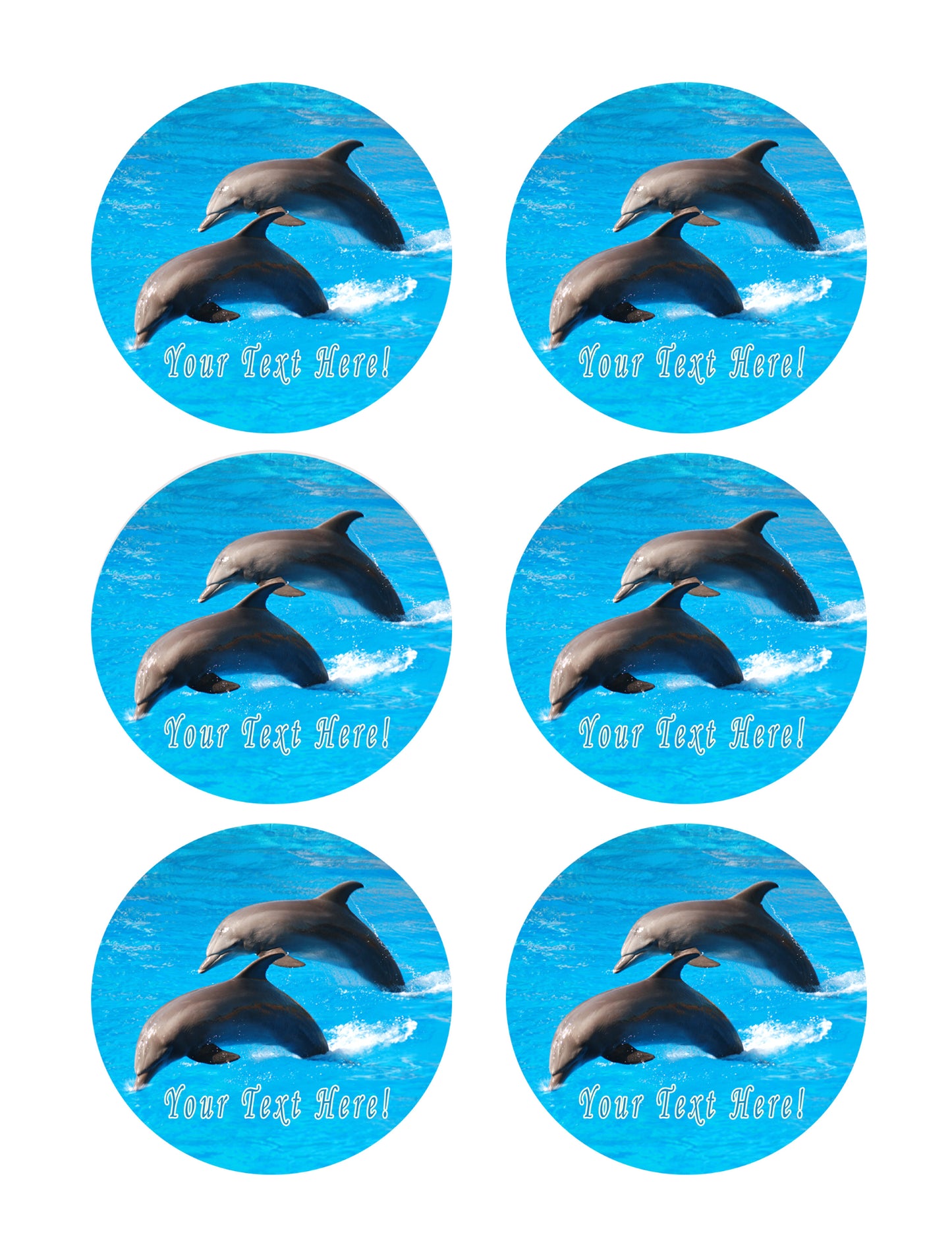 Dolphin Jumping - Edible Cake Topper, Cupcake Toppers, Strips