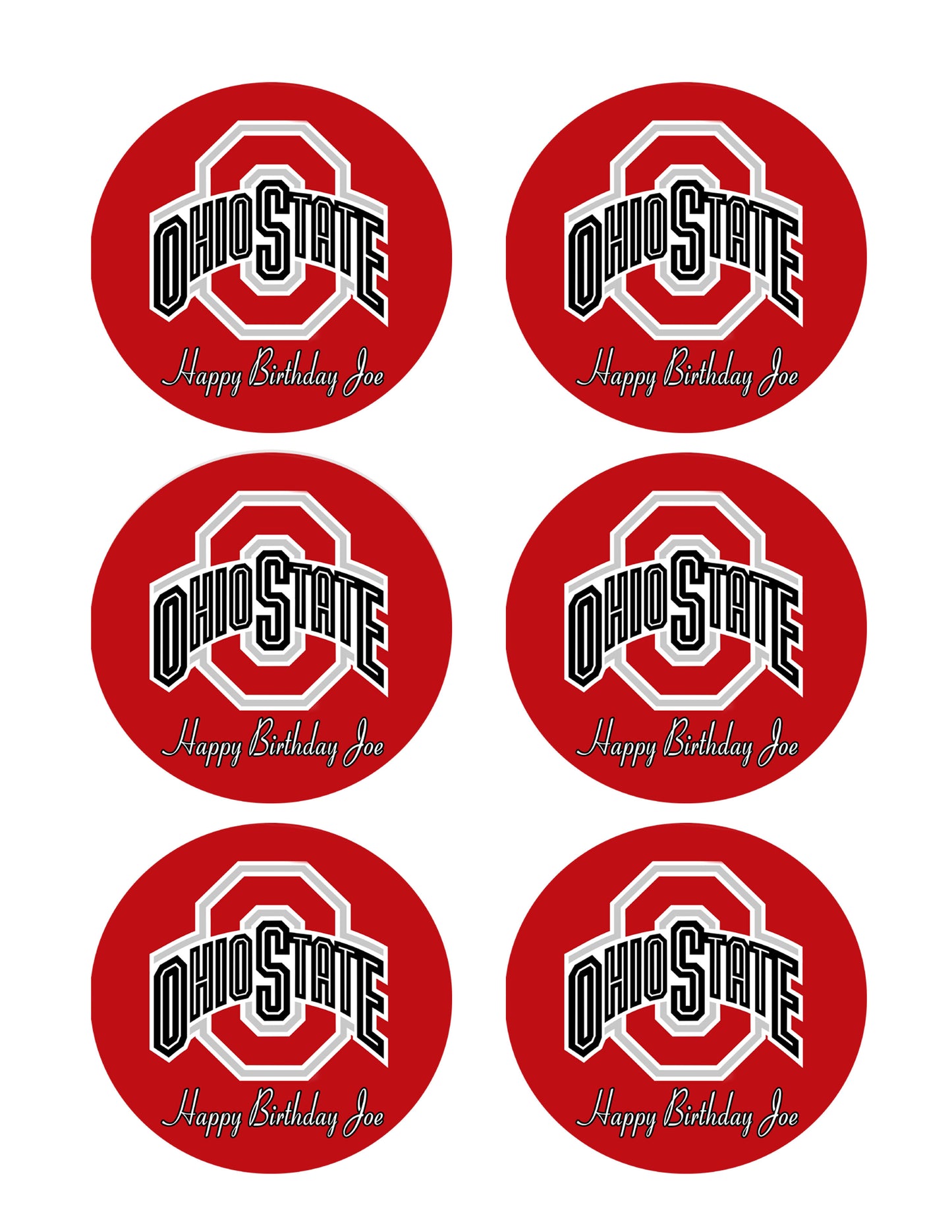 Ohio State Buckeyes - Edible Cake Topper OR Cupcake Topper, Decor