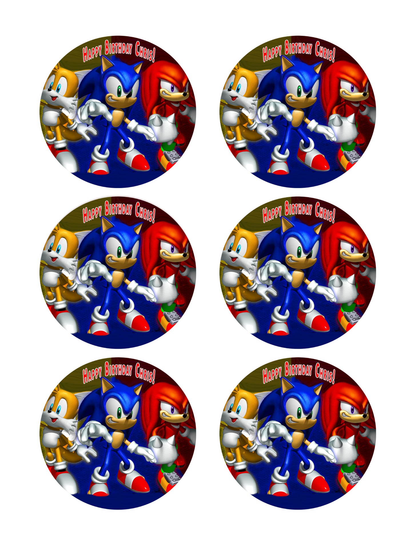 Sonic - Edible Cake Topper OR Cupcake Topper, Decor