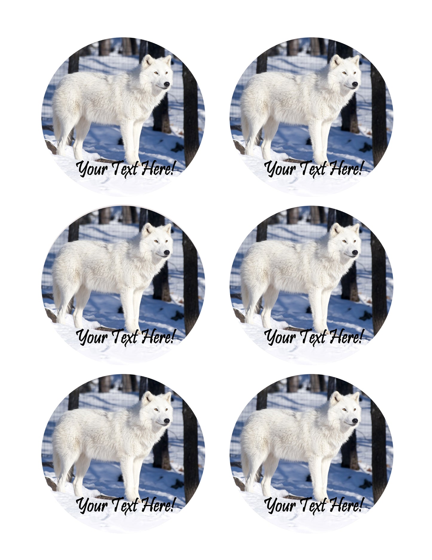 White wolf - Edible Cake Topper, Cupcake Toppers, Strips