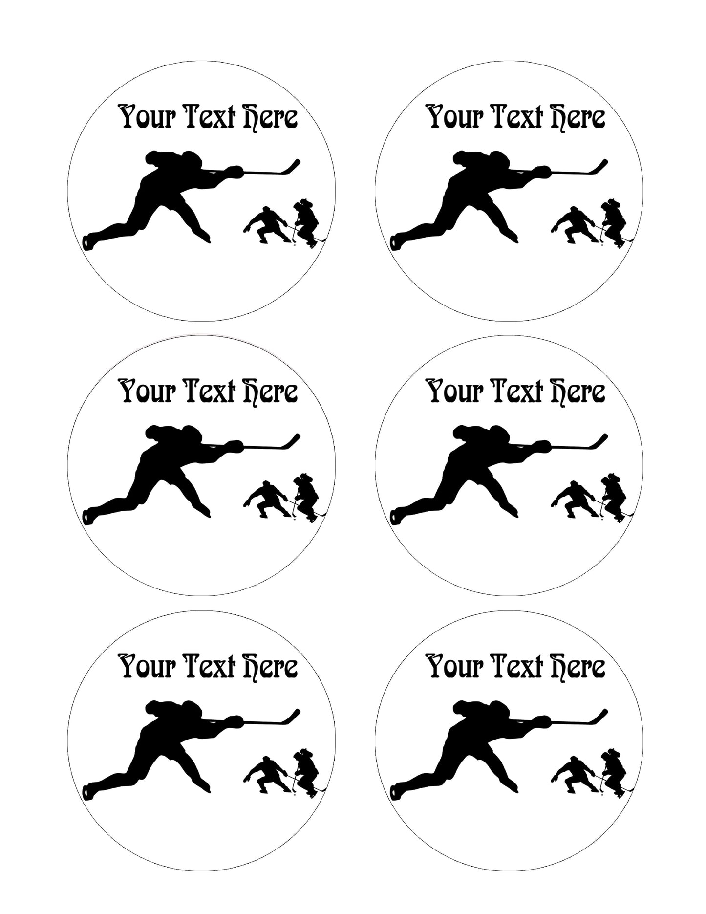 Hockey Players - Edible Cake Topper, Cupcake Toppers, Strips