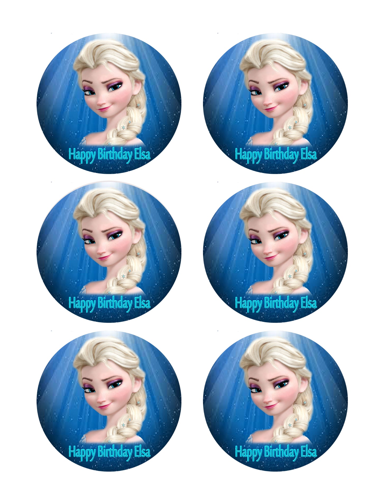 Frozen Elsa Face - Edible Cake Topper OR Cupcake Topper, Decor