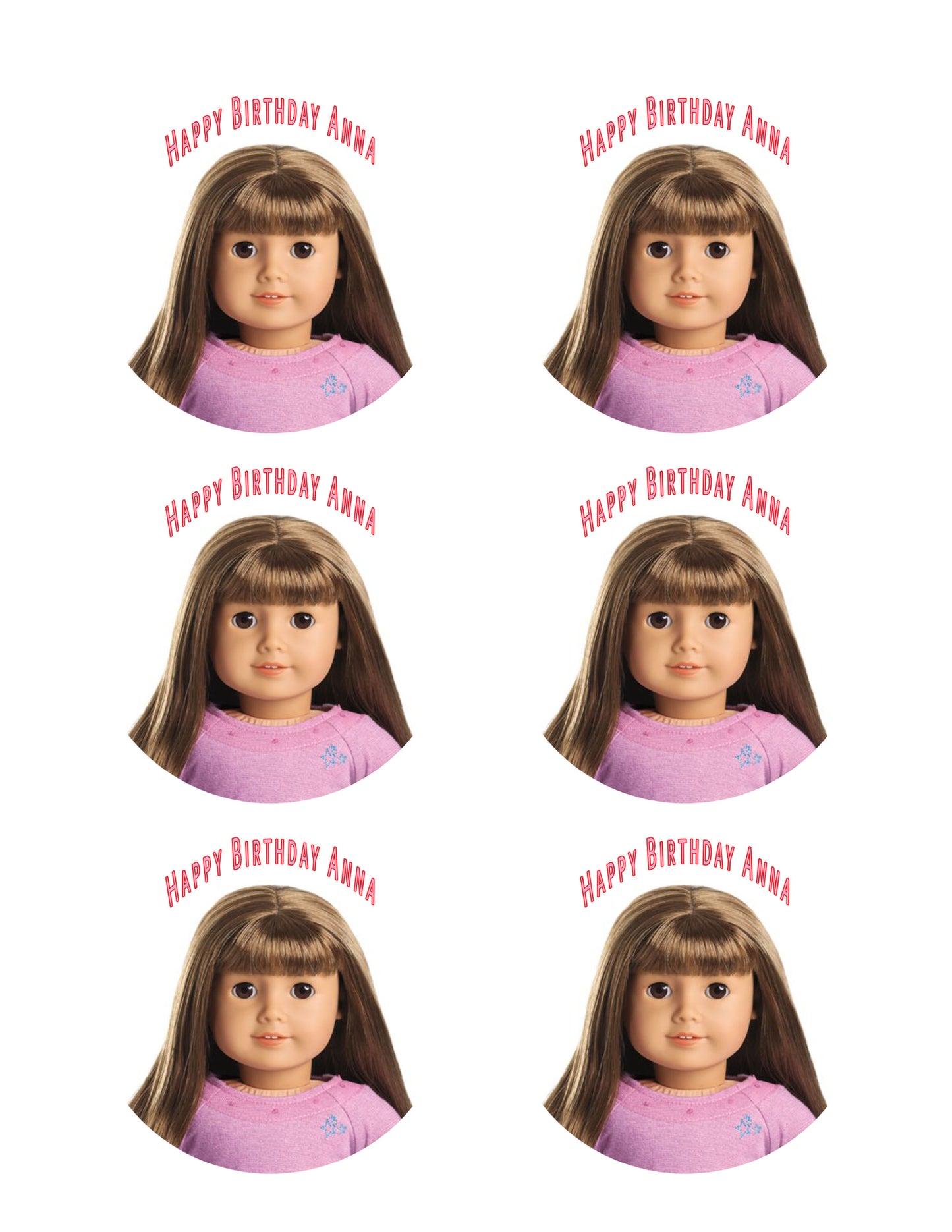 American Girl (Nr3) - Edible Cake Topper, Cupcake Toppers, Strips
