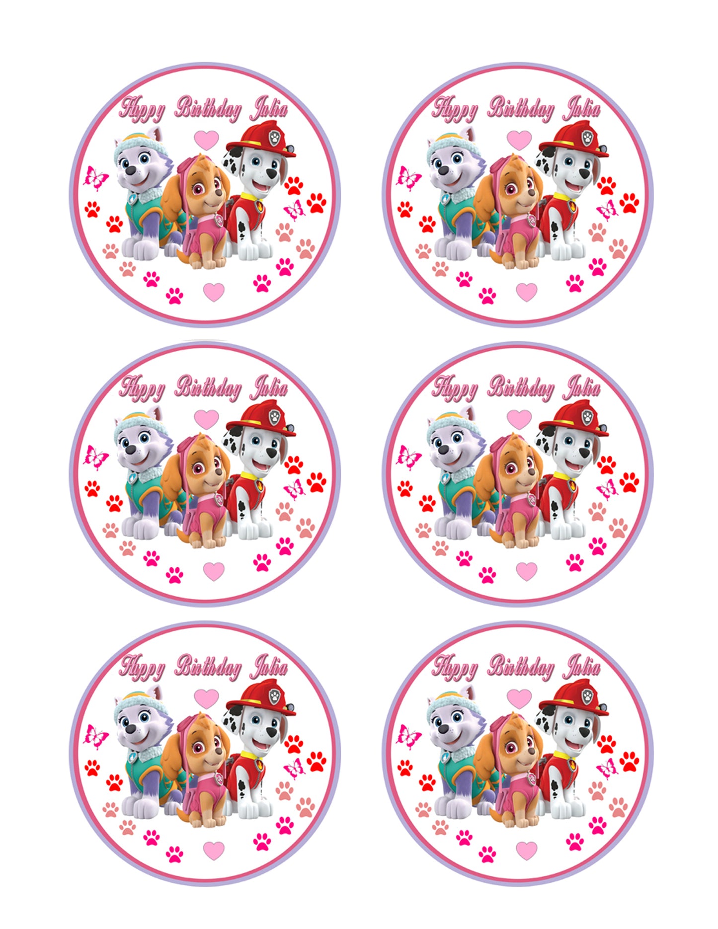 Paw Patrol Girls - Edible Cake Topper OR Cupcake Topper, Decor