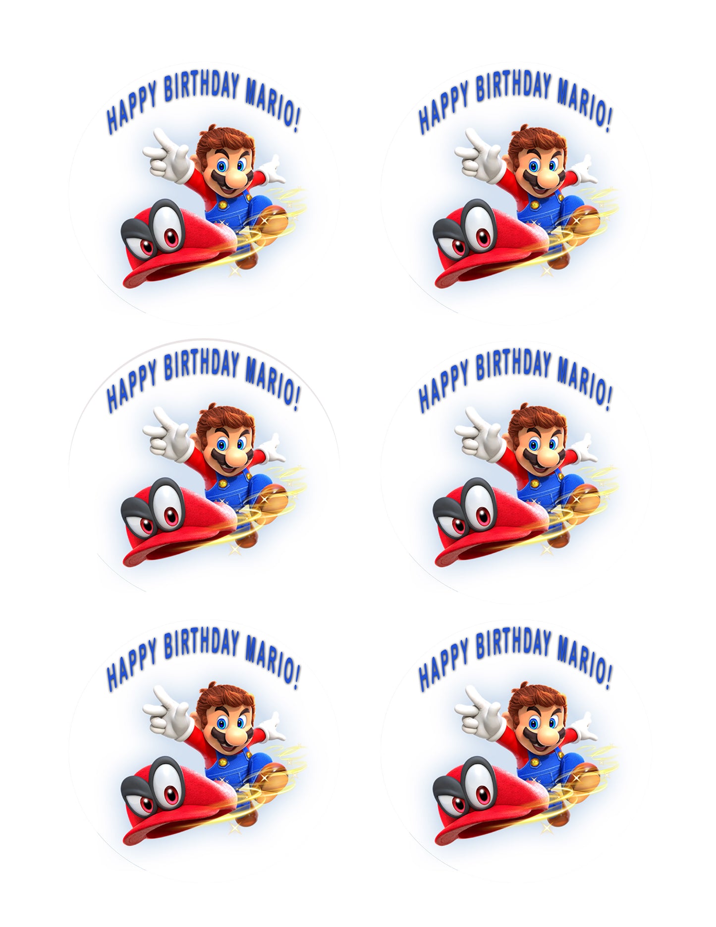 Mario - Edible Cake Topper or Cupcake Toppers, Strips