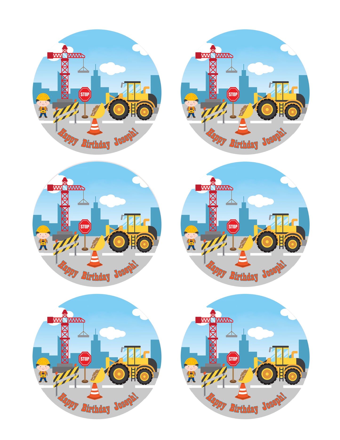 Construction - Edible Cake Topper, Cupcake Toppers, Strips