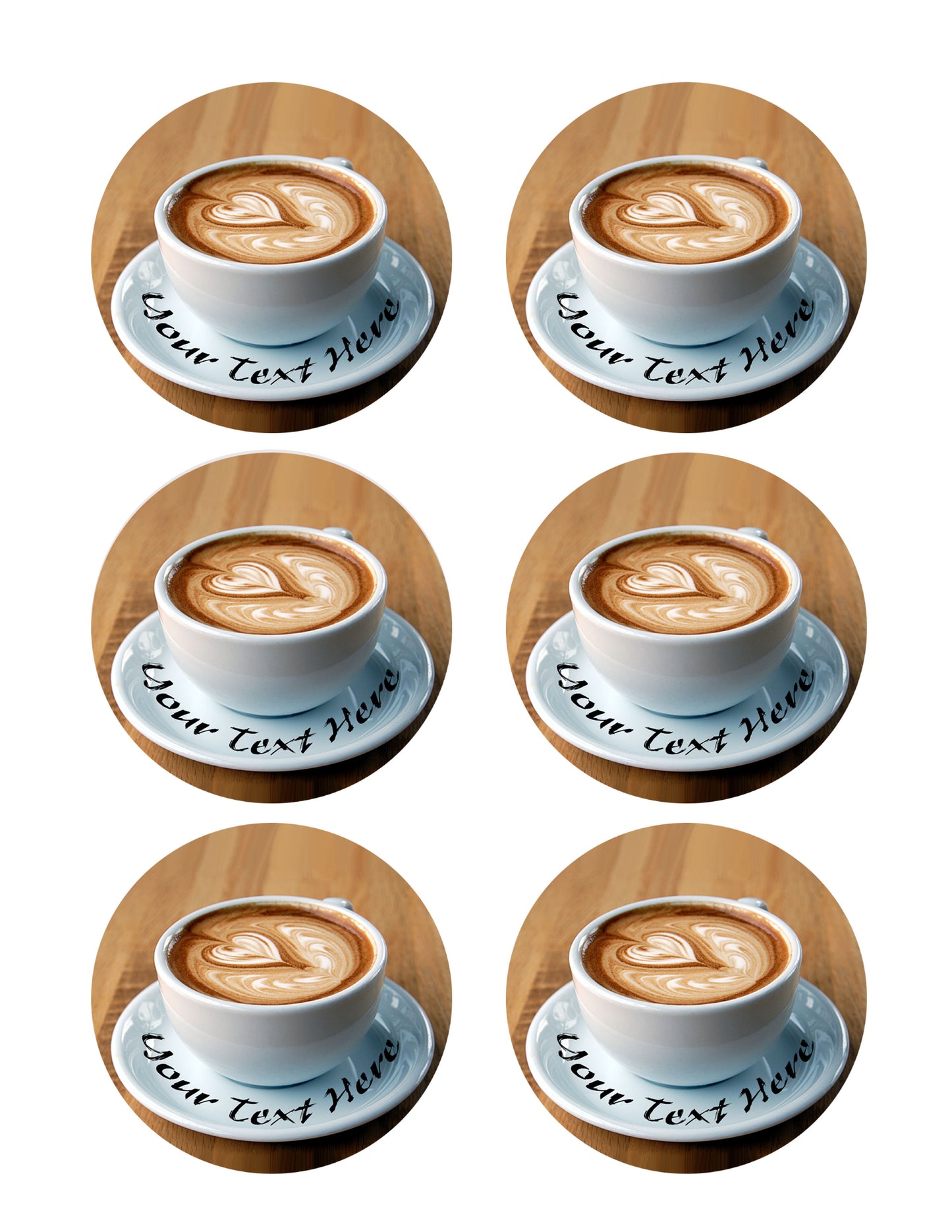 Heart Latte Art - Edible Cake Topper, Cupcake Toppers, Strips
