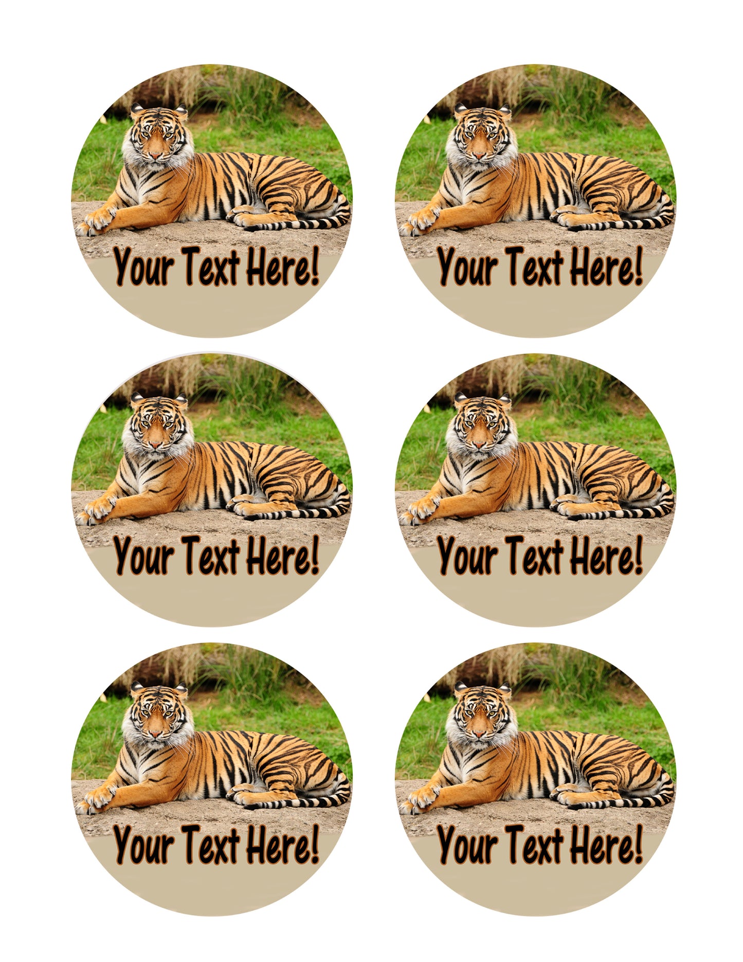 Tiger portrait - Edible Cake Topper, Cupcake Toppers, Strips