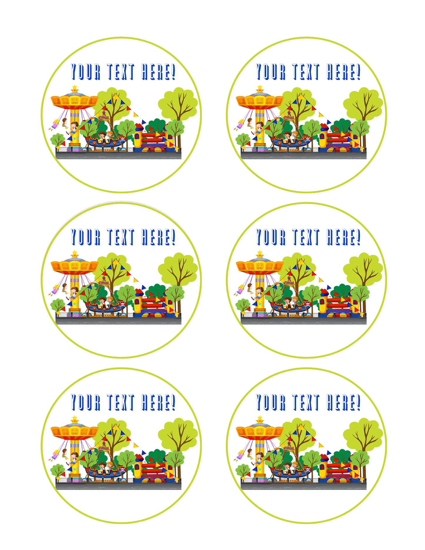 Kids Carnival - Edible Cake Topper, Cupcake Toppers, Strips