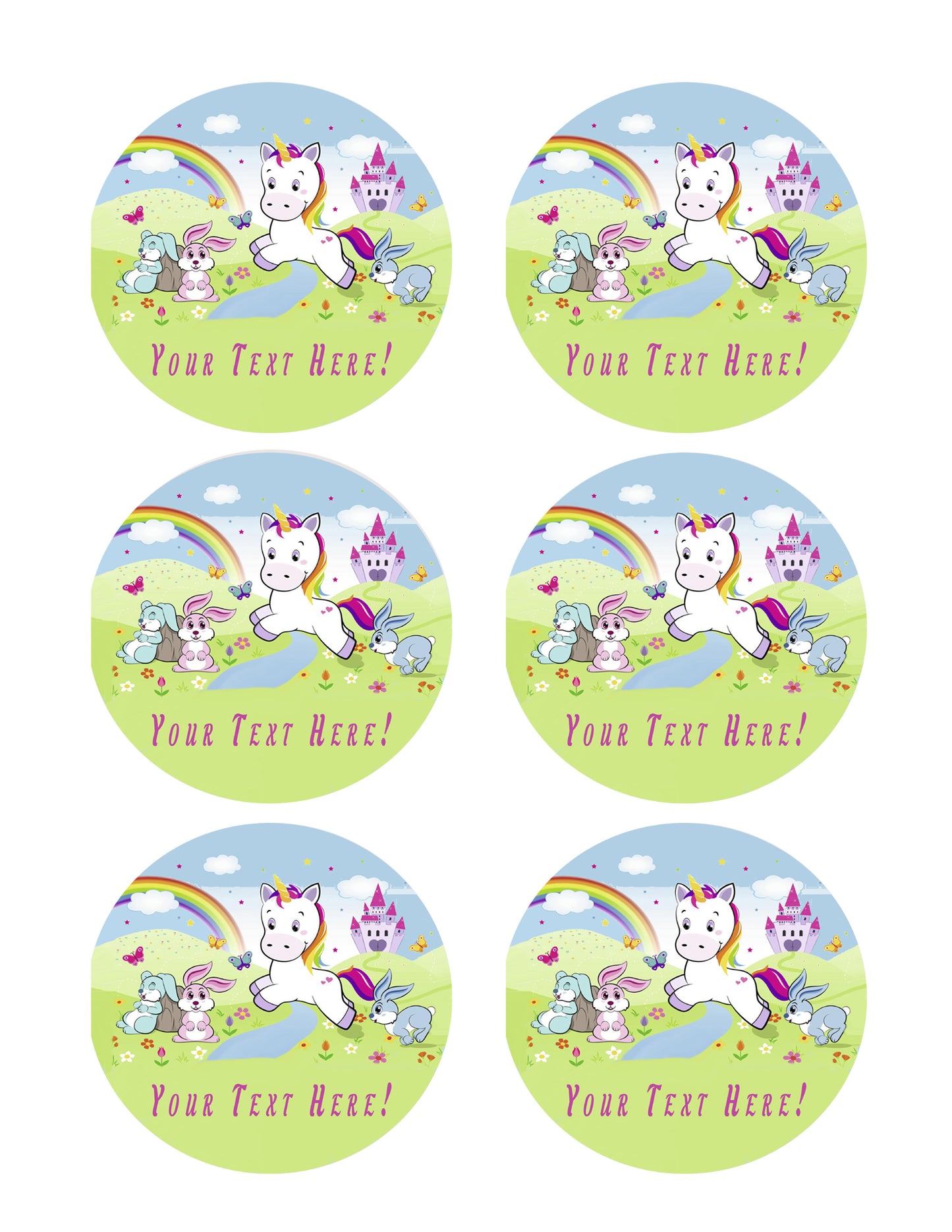 Wonderful Unikorn - Edible Cake Topper, Cupcake Toppers, Strips