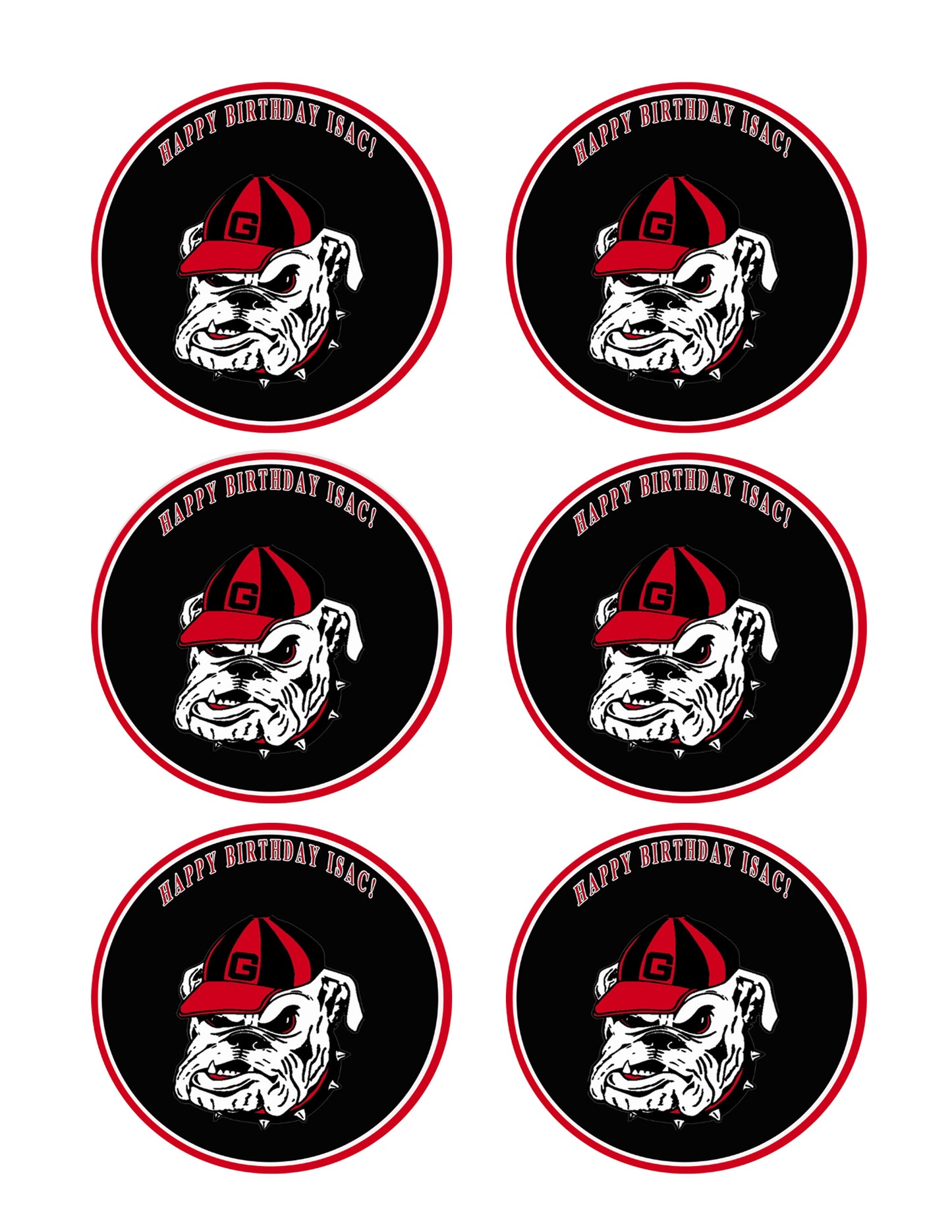 Georgia Bulldogs - Edible Cake Topper OR Cupcake Topper, Decor
