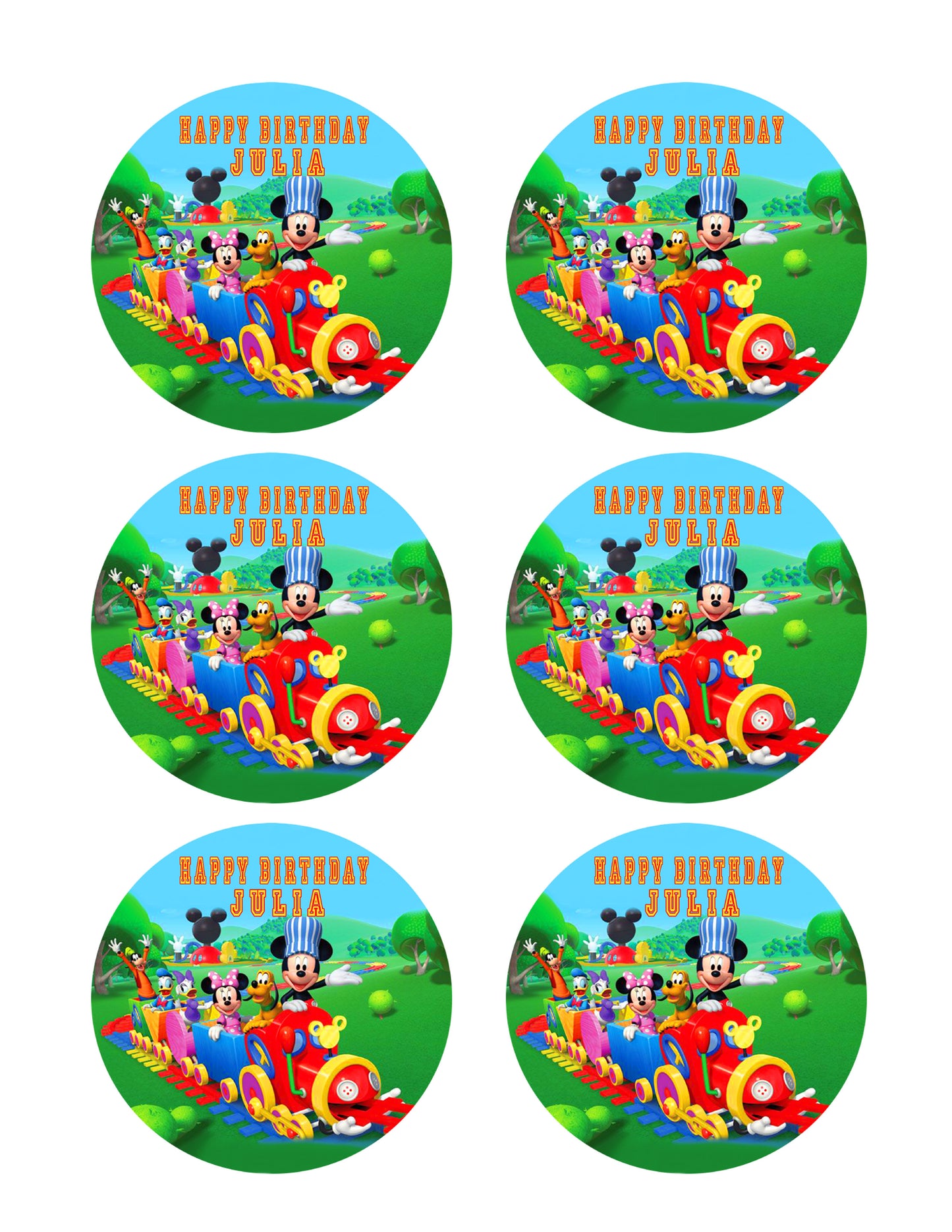 Mickey Mouse Clubhouse Train - Edible Cake Topper OR Cupcake Topper, Decor