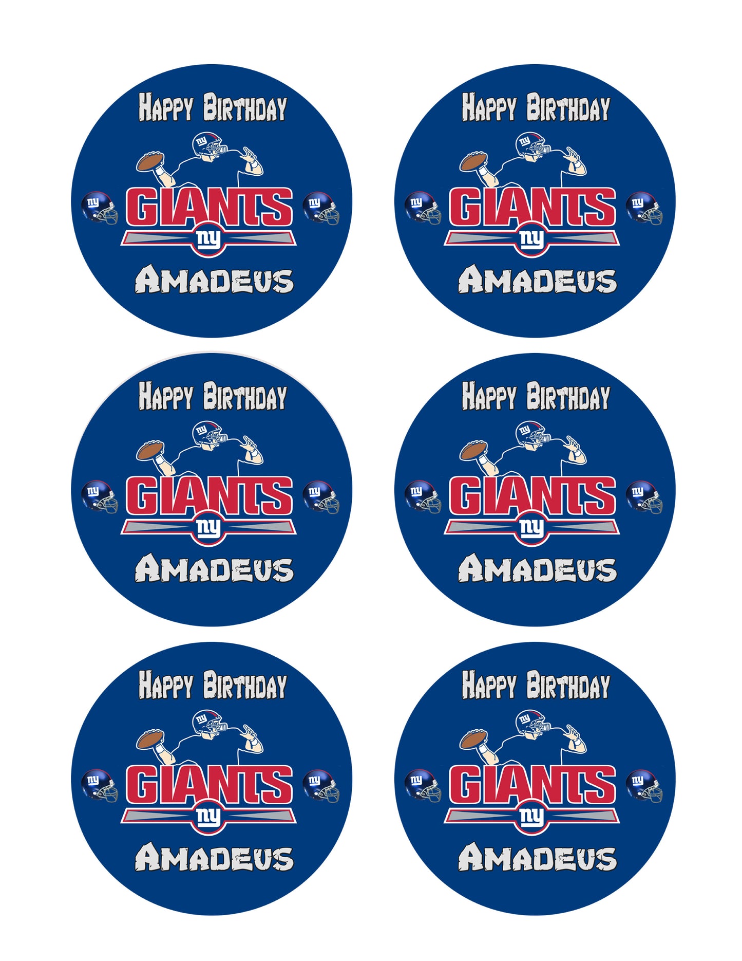 New York Giants - Edible Cake Topper OR Cupcake Topper, Decor