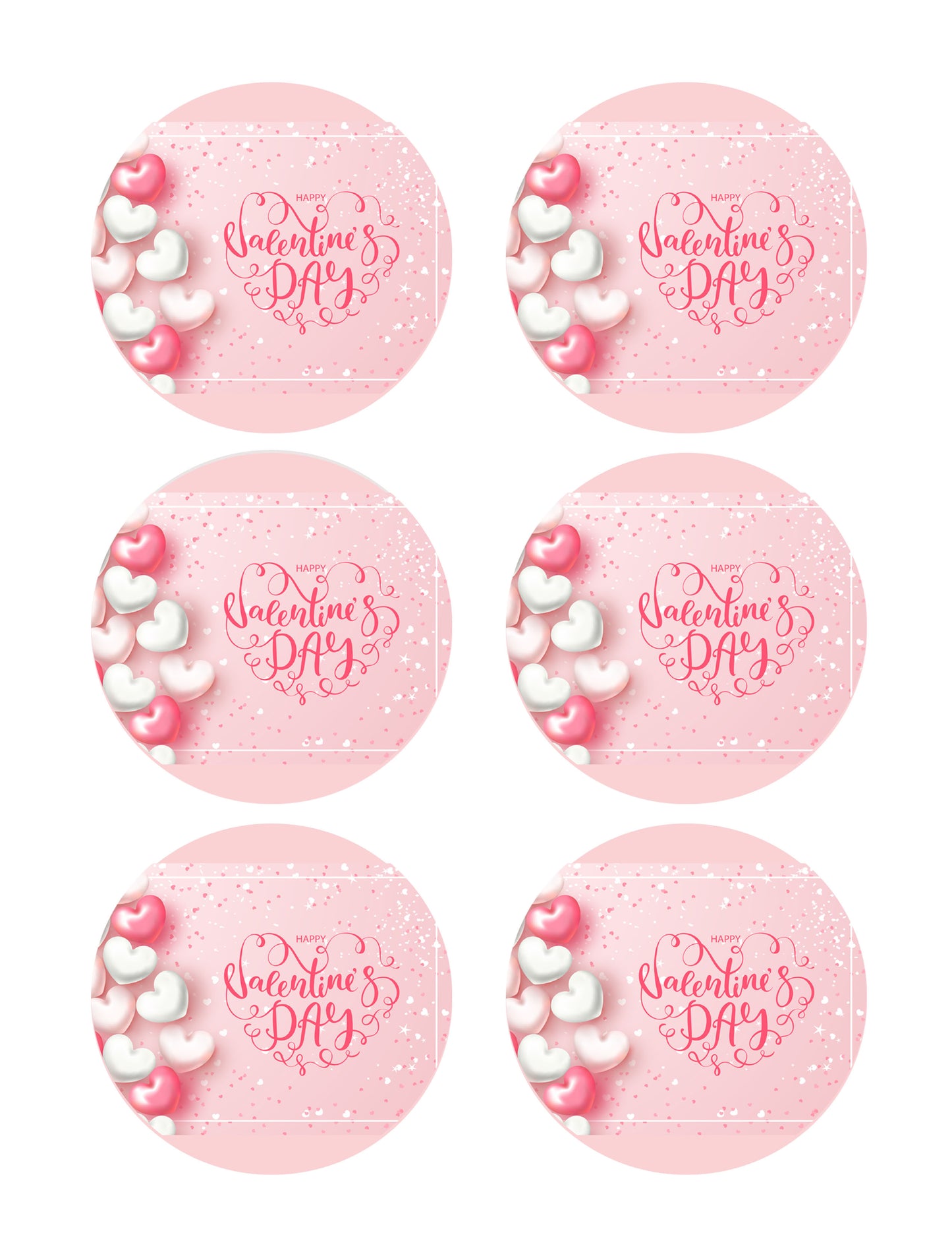 Valentine`s Day - Edible Cake Topper, Cupcake Toppers, Strips