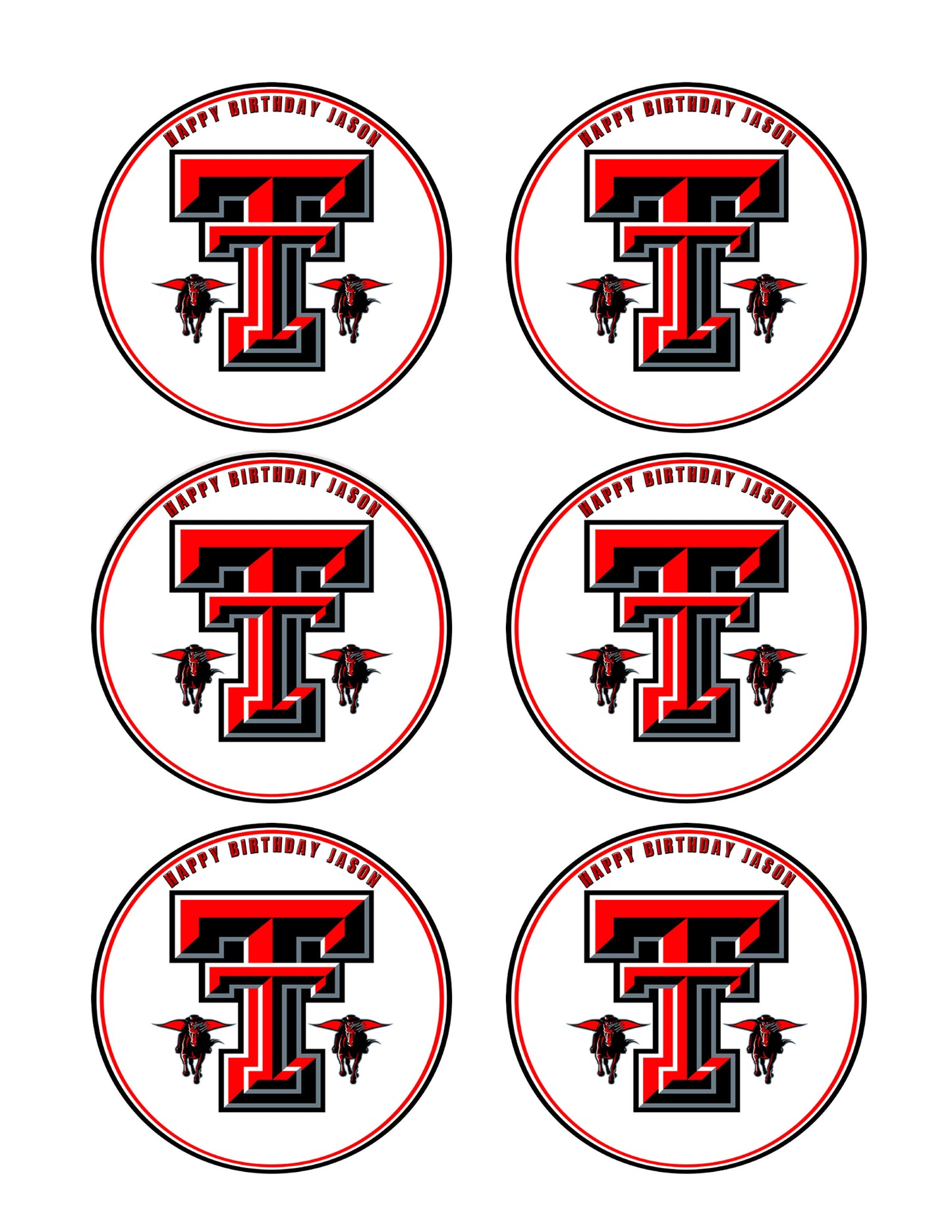 Texas Tech University (Nr1) - Edible Cake Topper OR Cupcake Topper, Decor