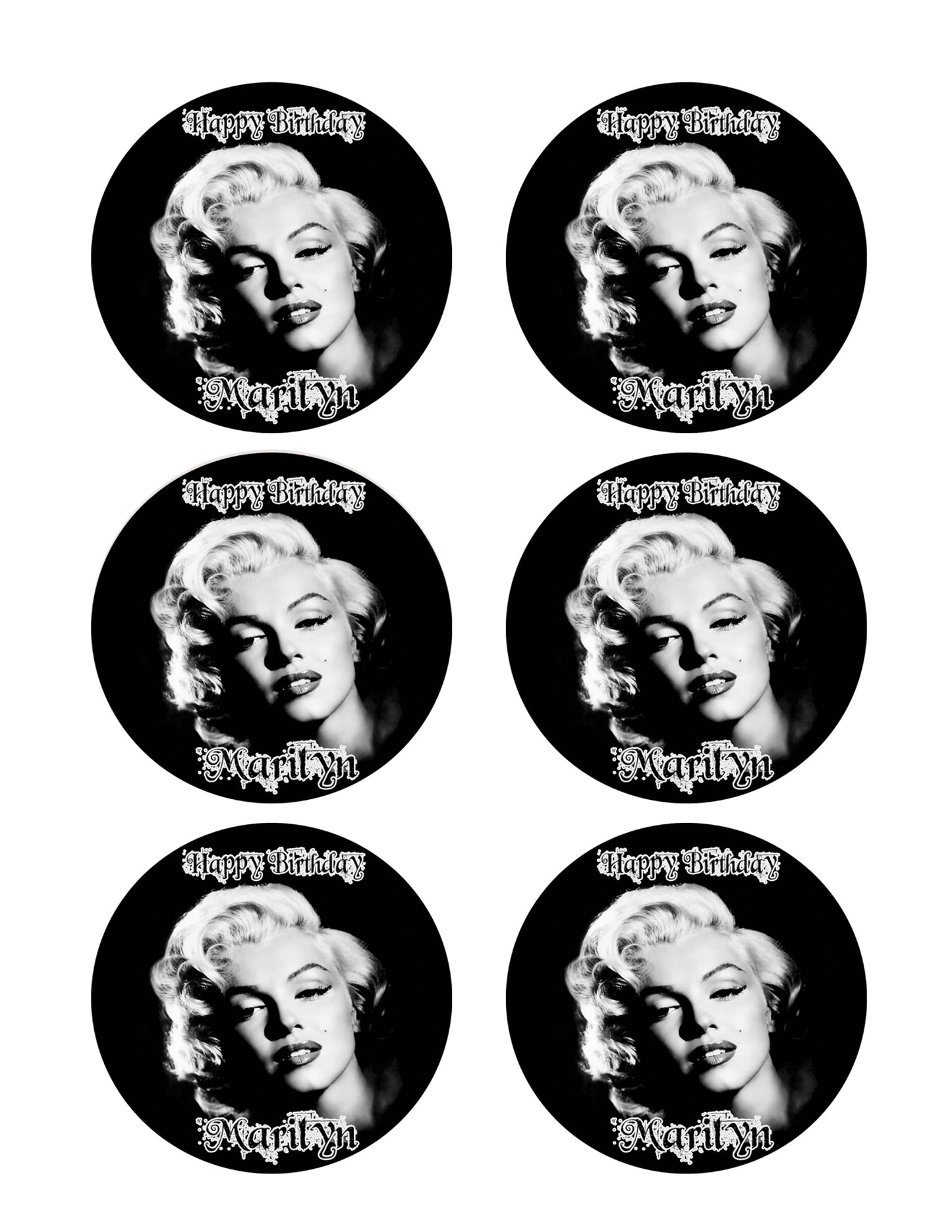 Marilyn Monroe - Edible Cake Topper OR Cupcake Topper, Decor