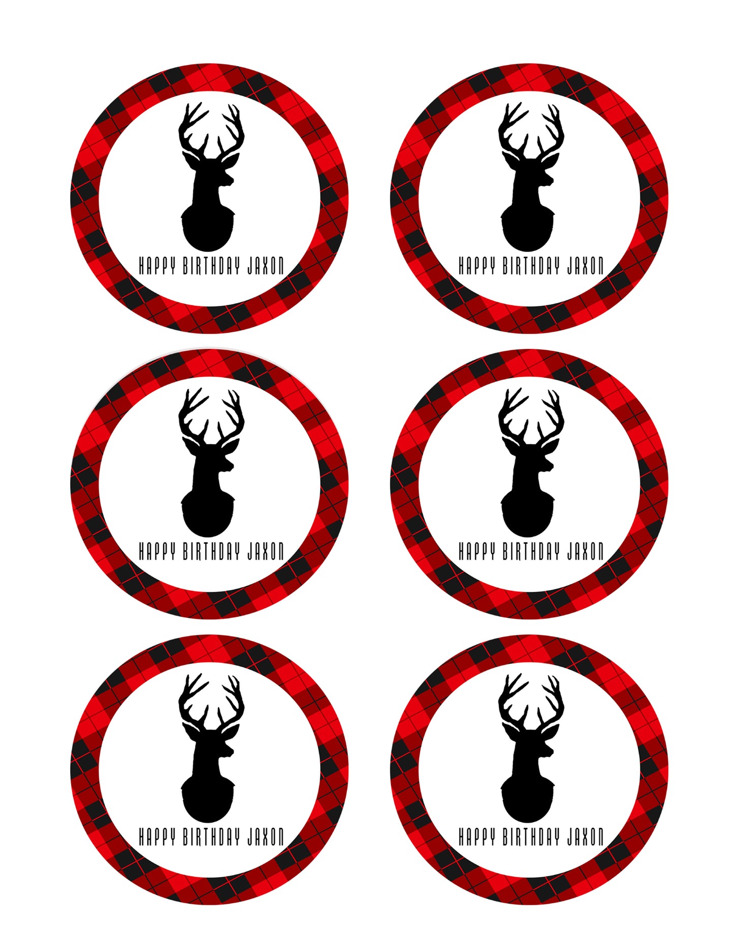 Deer Head - Edible Cake Topper, Cupcake Toppers, Strips