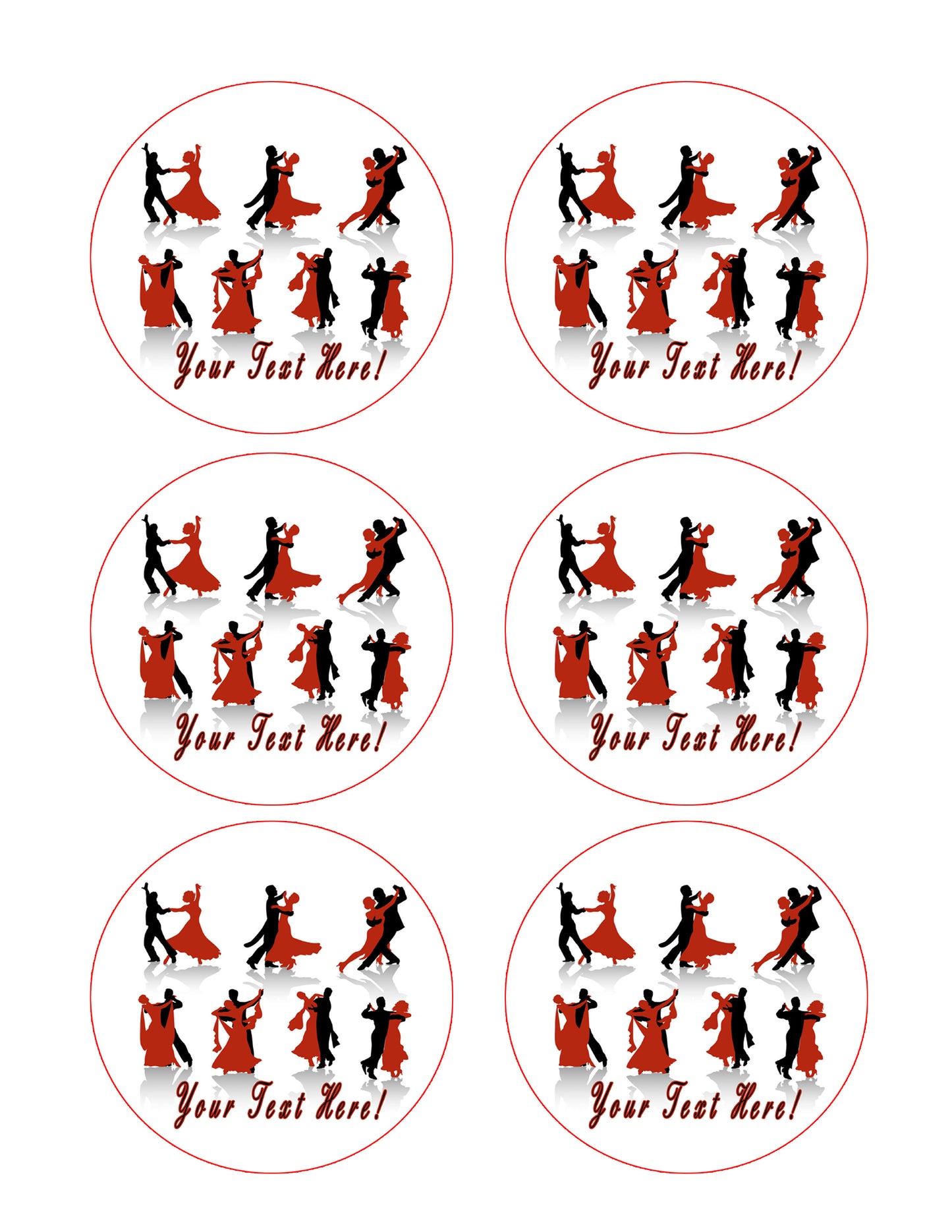 Ballroom Dancers - Edible Cake Topper, Cupcake Toppers, Strips