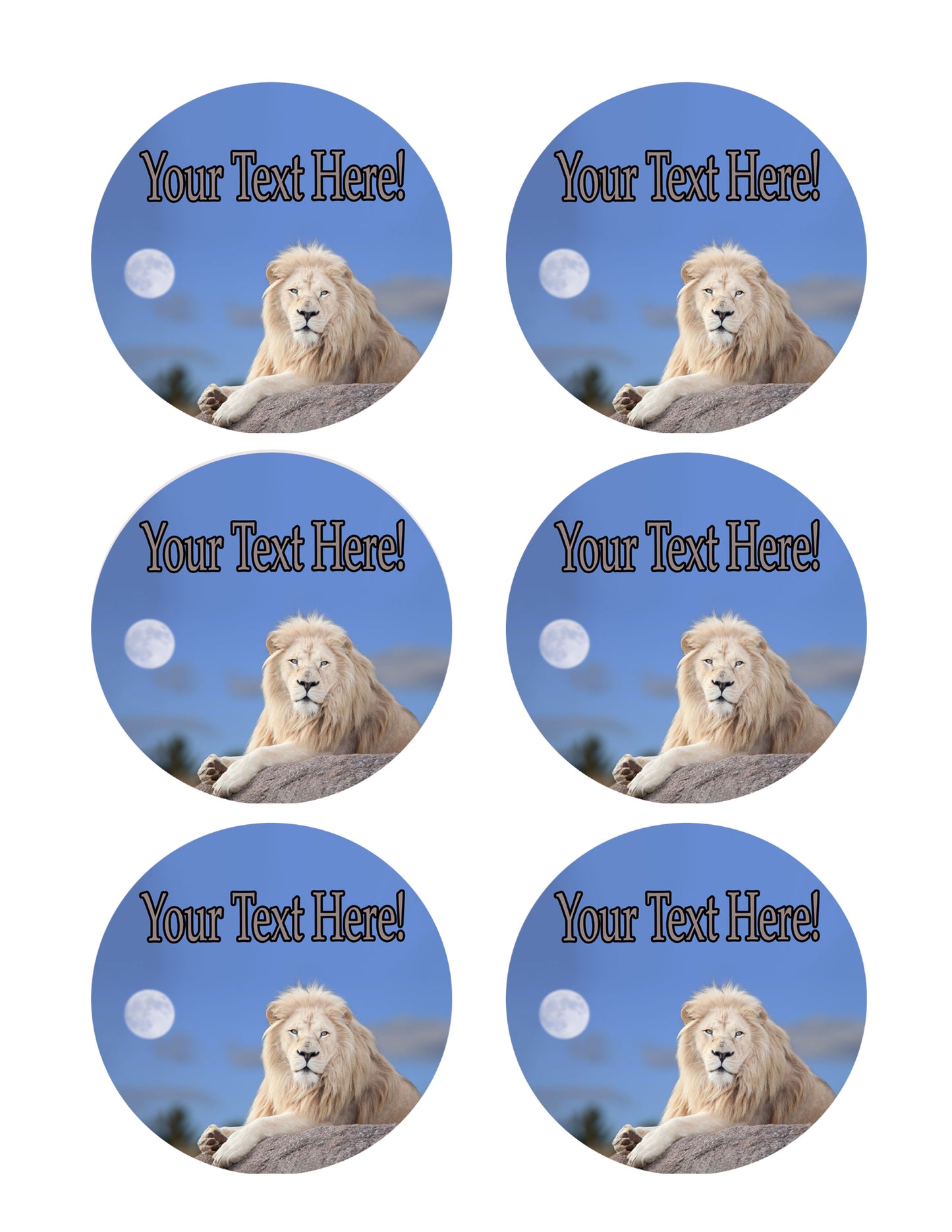 White Lion - Edible Cake Topper, Cupcake Toppers, Strips