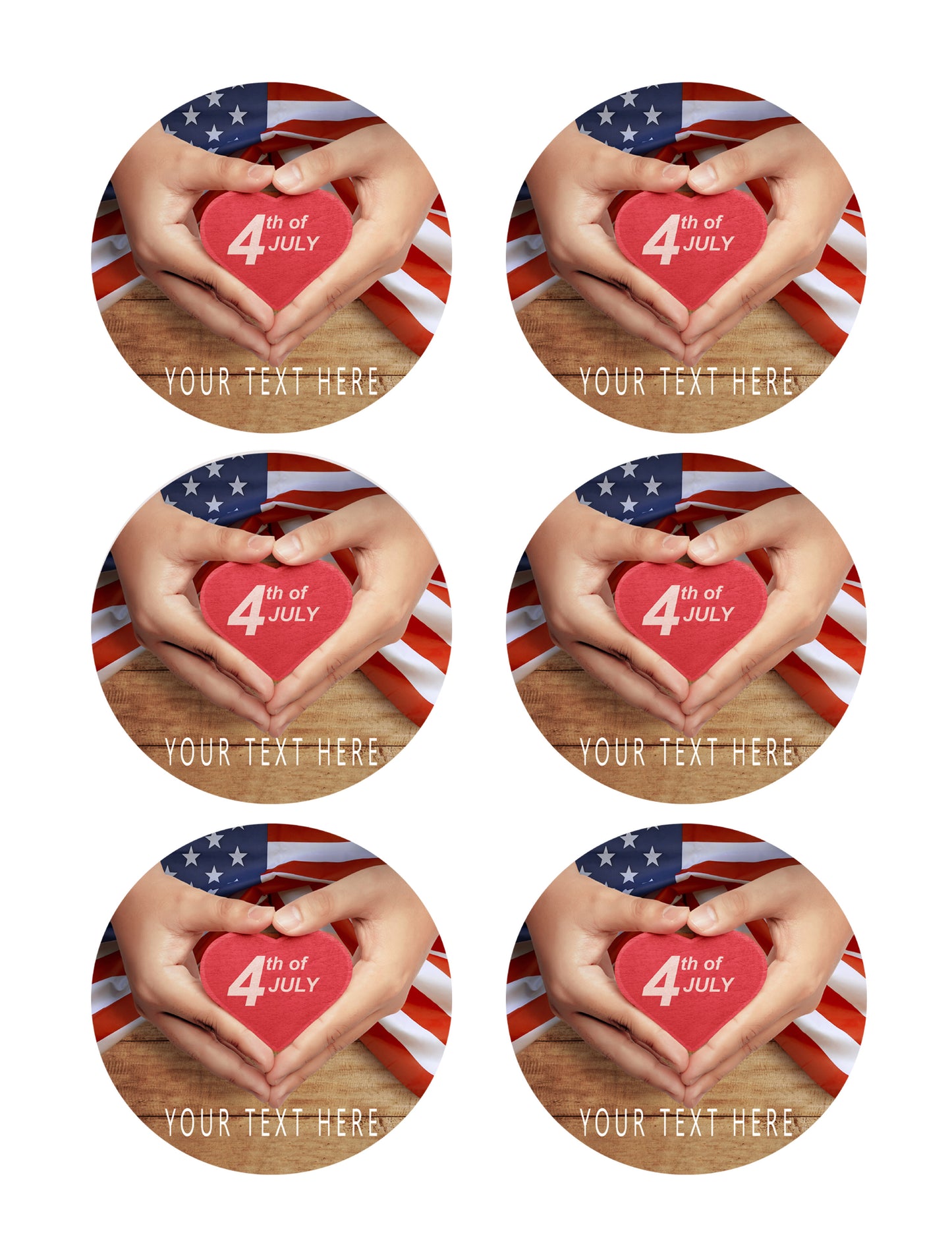 4th of July (Nr5) - Edible Cake Topper, Cupcake Toppers, Strips