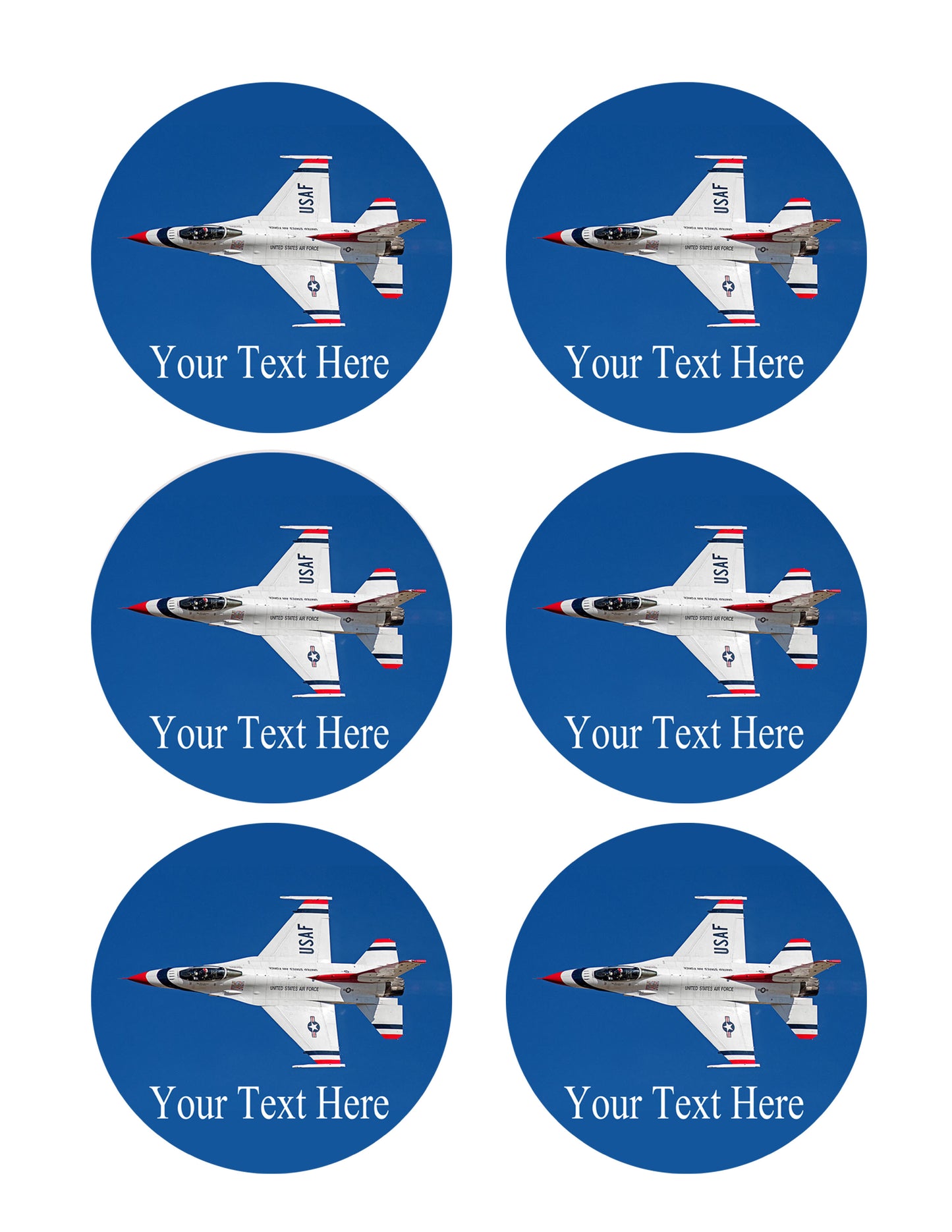 US Air Force - Thunderbirds 17 - Edible Cake Topper, Cupcake Toppers, Strips
