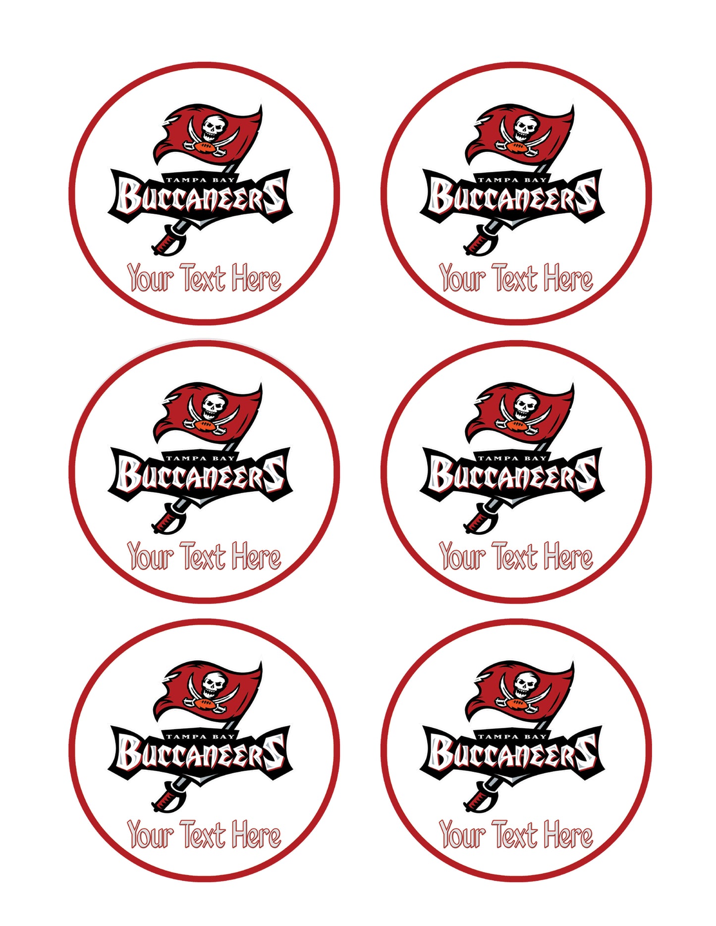 Tampa Bay Buccaneers - Edible Cake Topper OR Cupcake Topper, Decor