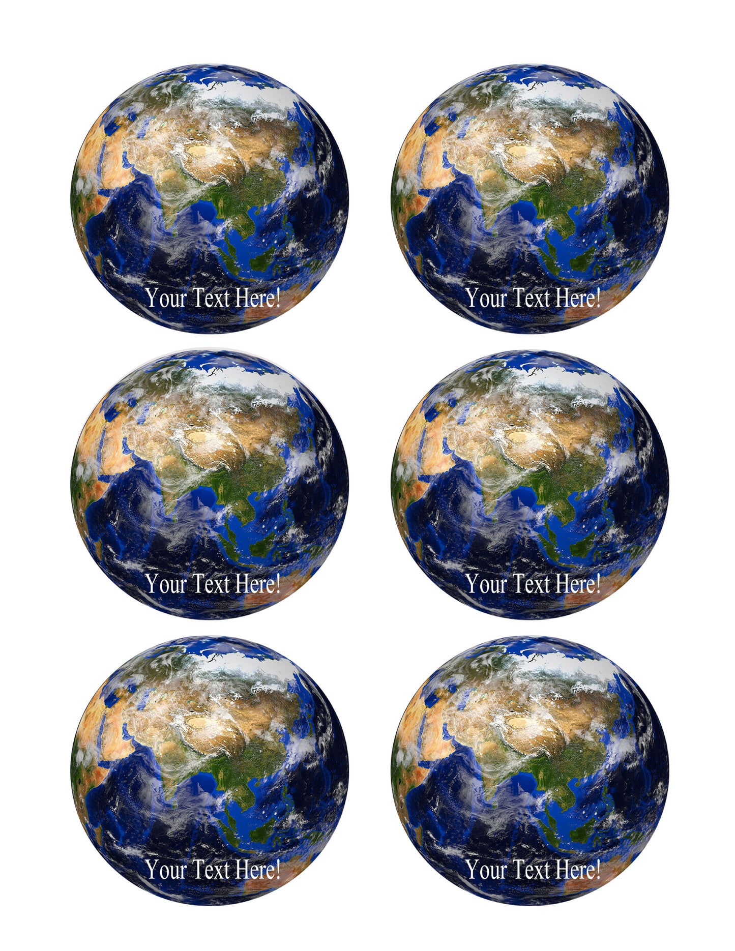 Earth Planet - Edible Cake Topper, Cupcake Toppers, Strips