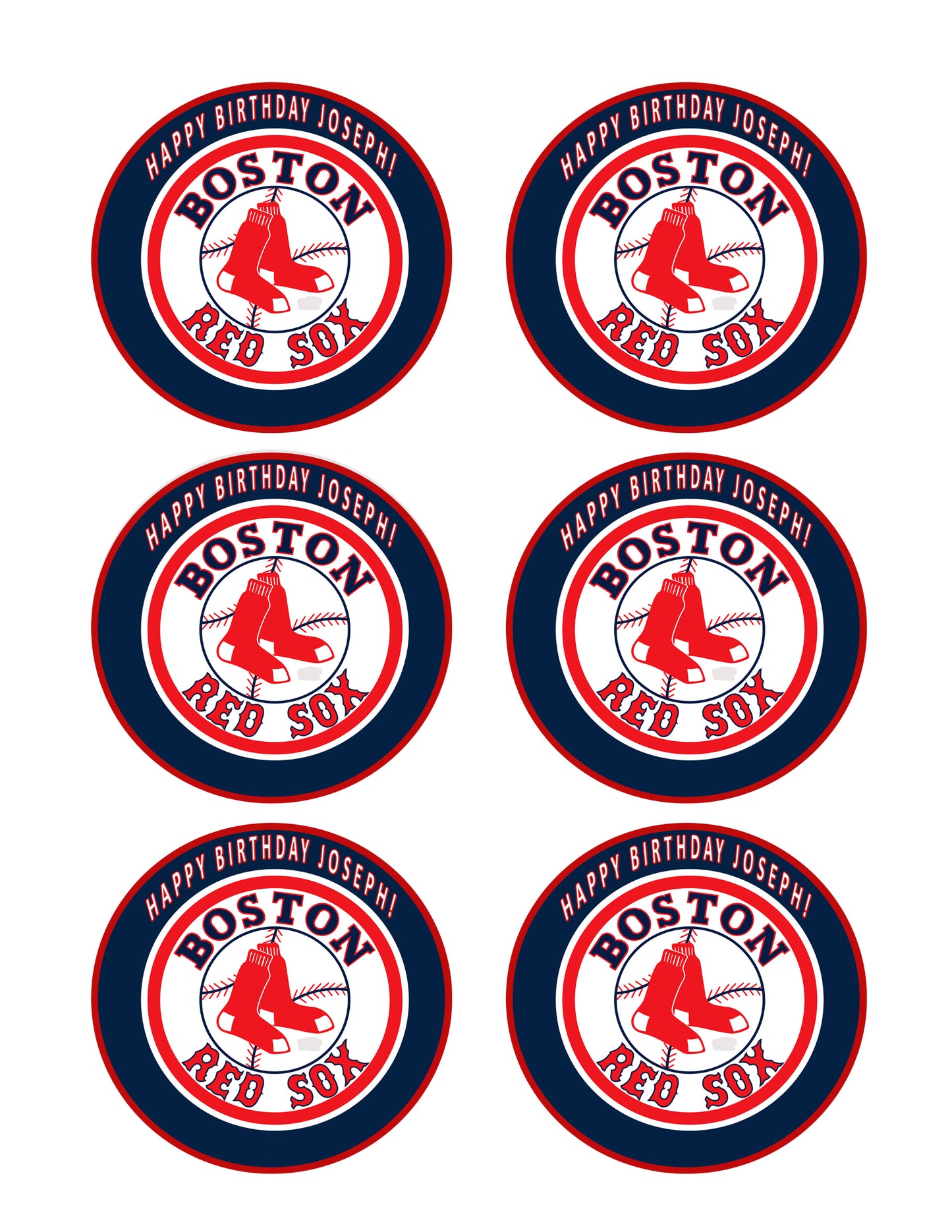 Boston Red Sox - Edible Cake Topper, Cupcake Toppers, Strips