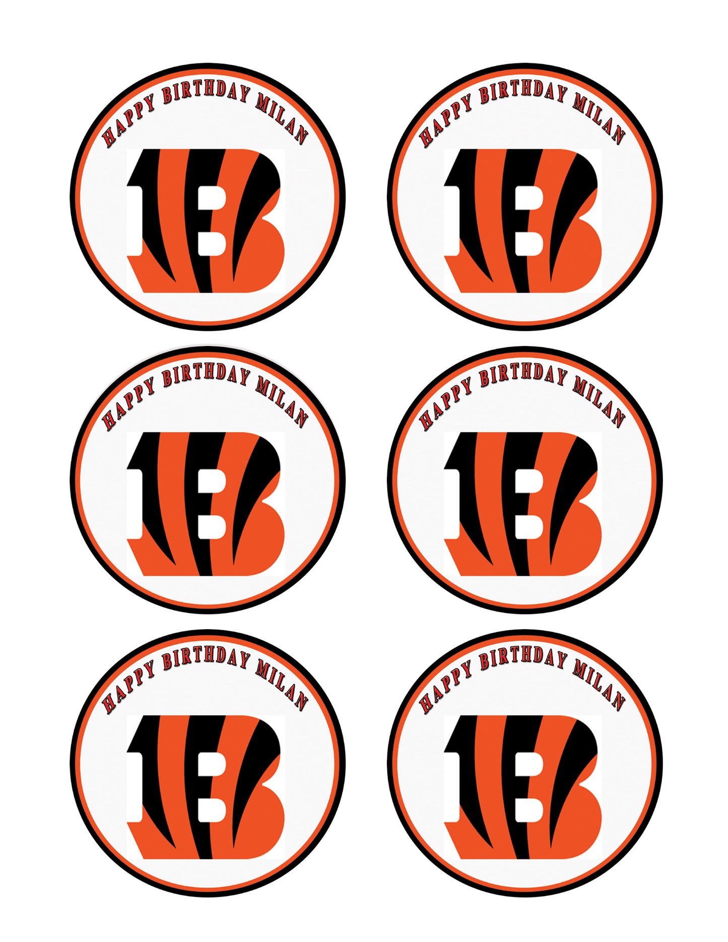 CINCINNATI BENGALS - Edible Cake Topper, Cupcake Toppers, Strips