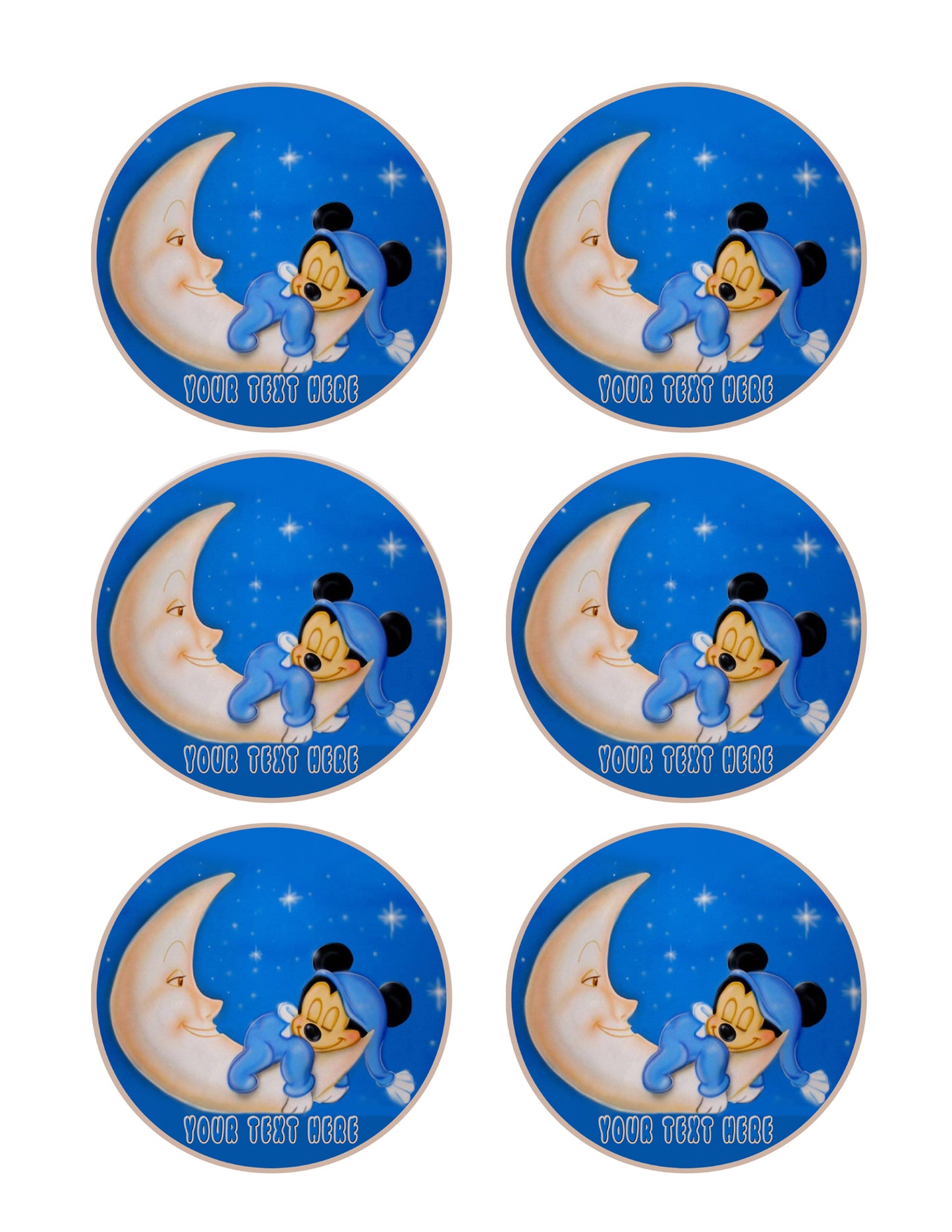 Baby Mickey Sleep Well - Edible Cake Topper, Cupcake Toppers, Strips