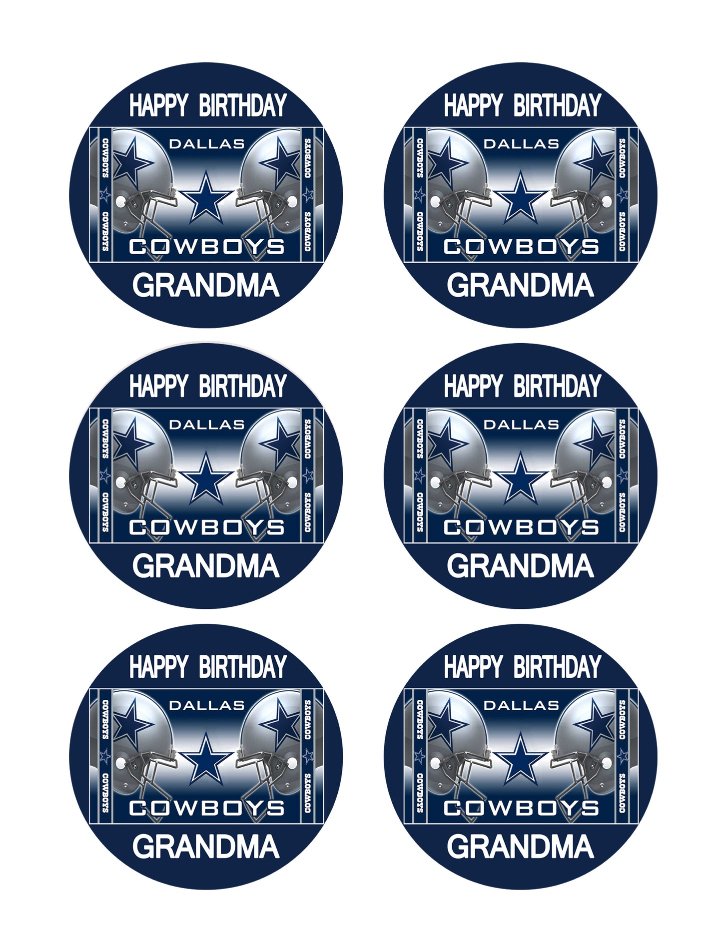 Dallas Cowboys (Nr2) - Edible Cake Topper, Cupcake Toppers, Strips