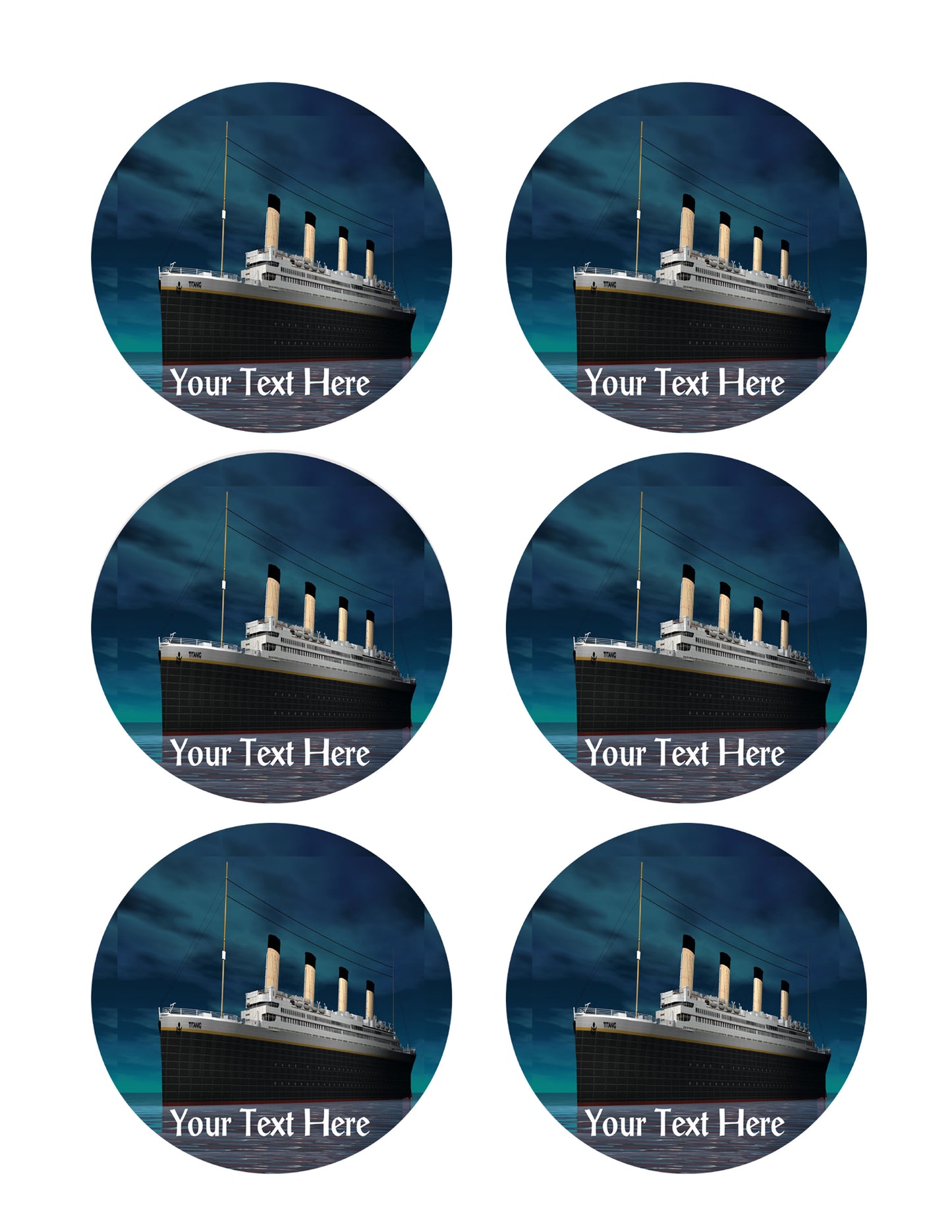 Titanic ship (Nr1) - Edible Cake Topper, Cupcake Toppers, Strips