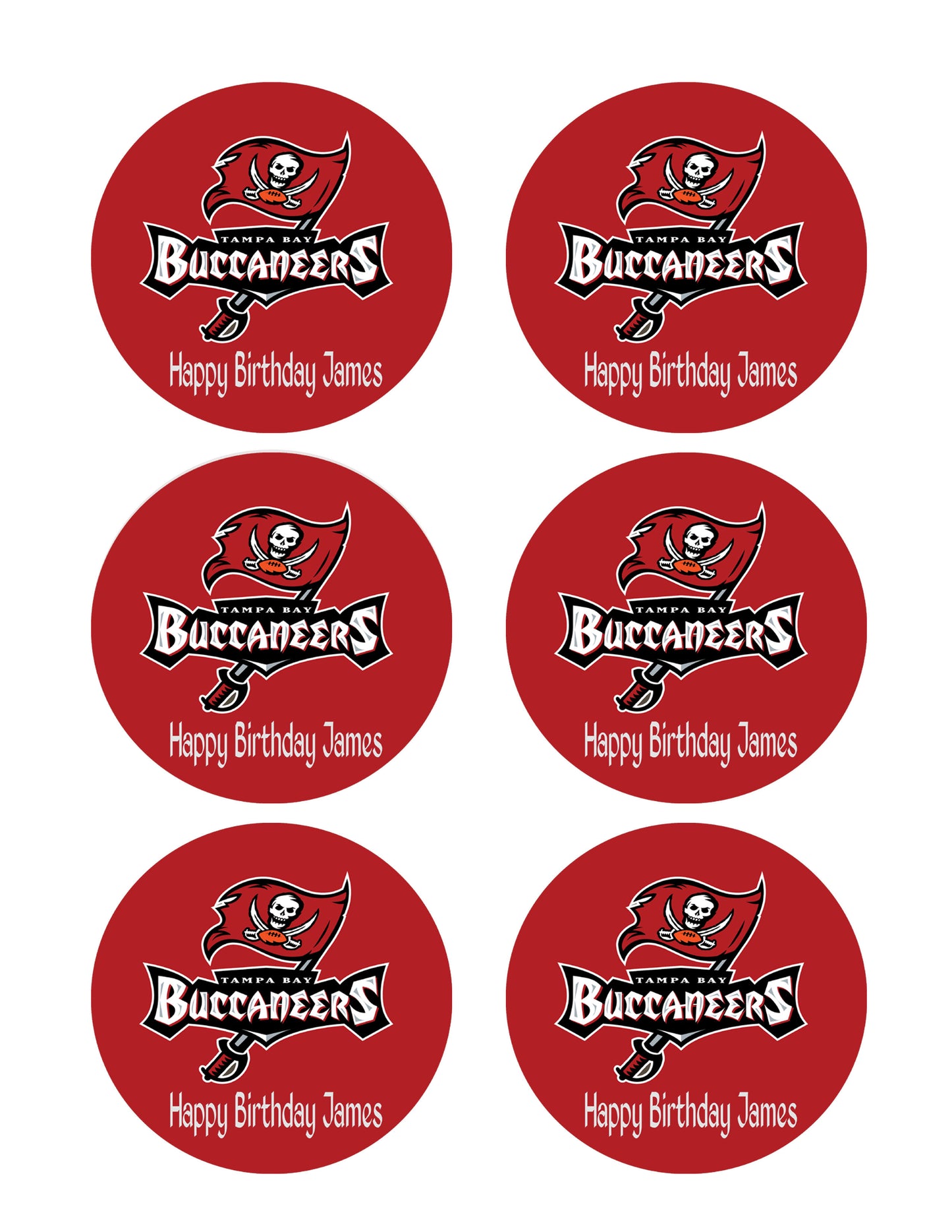 Tampa Bay Buccaneers (Nr2) - Edible Cake Topper OR Cupcake Topper, Decor