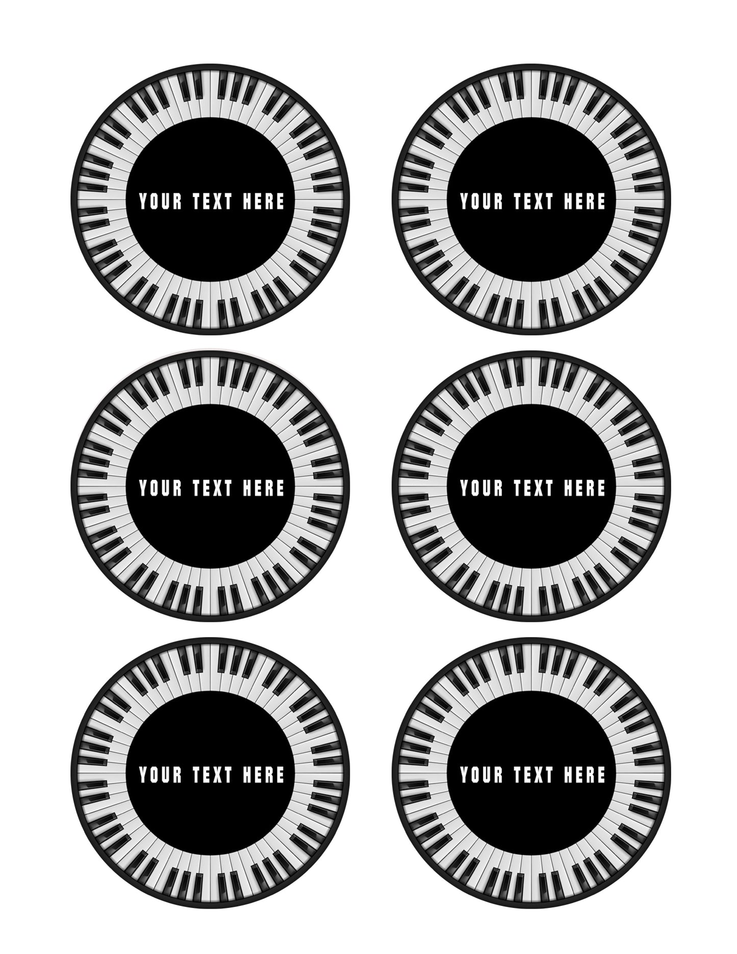 Piano keys Circular - Edible Cake Topper, Cupcake Toppers, Strips