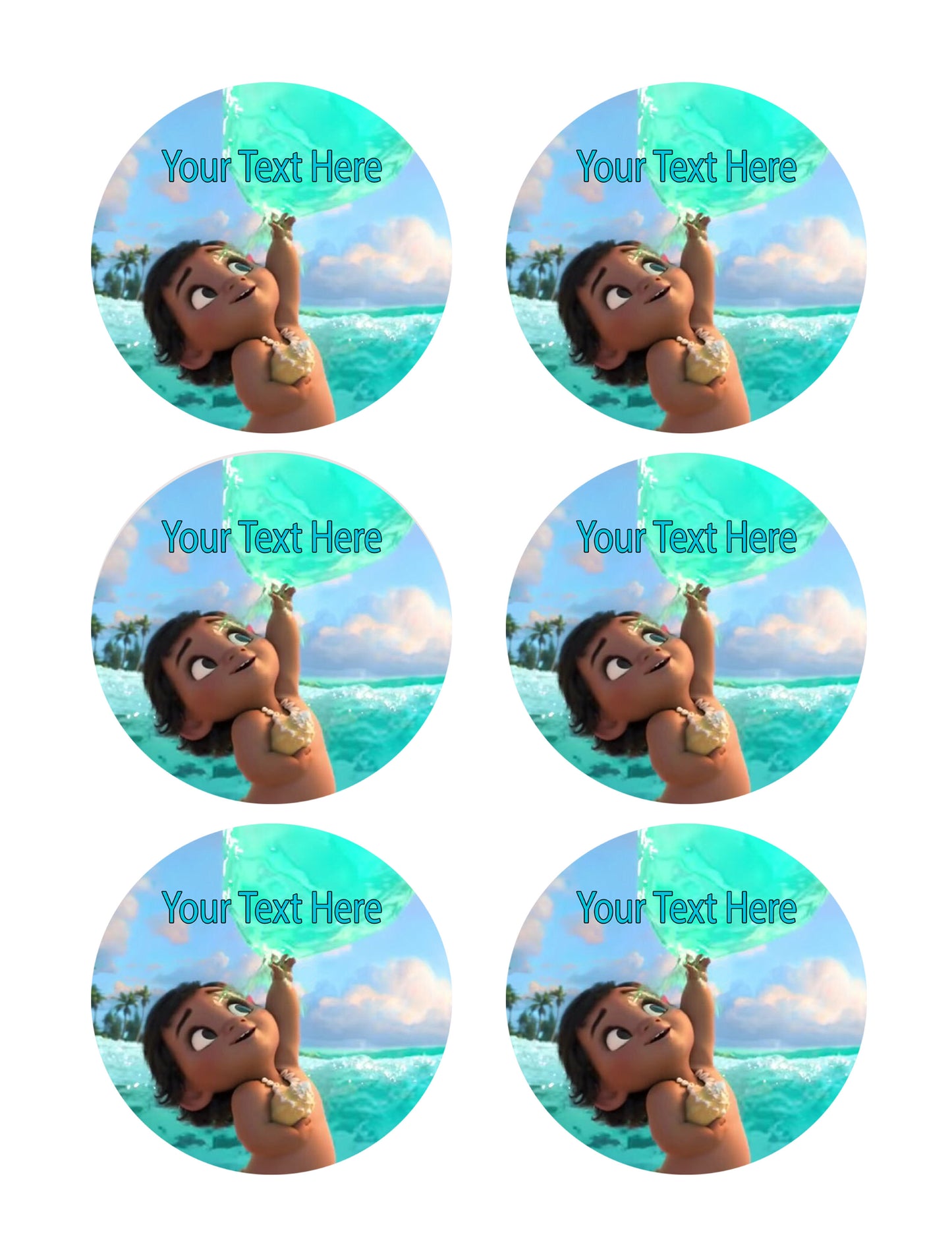 Baby Moana - Edible Cake Topper OR Cupcake Topper, Decor