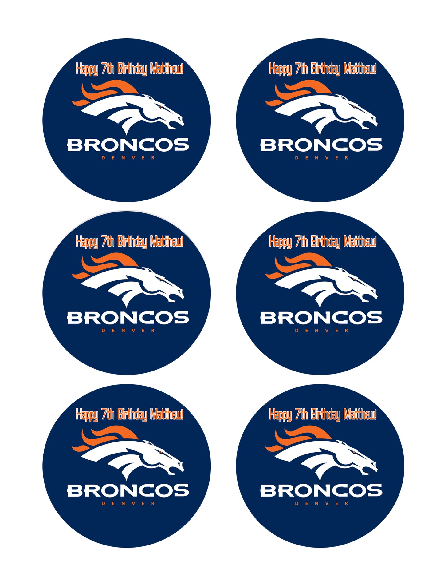 Denver Broncos (Nr2) - Edible Cake Topper, Cupcake Toppers, Strips