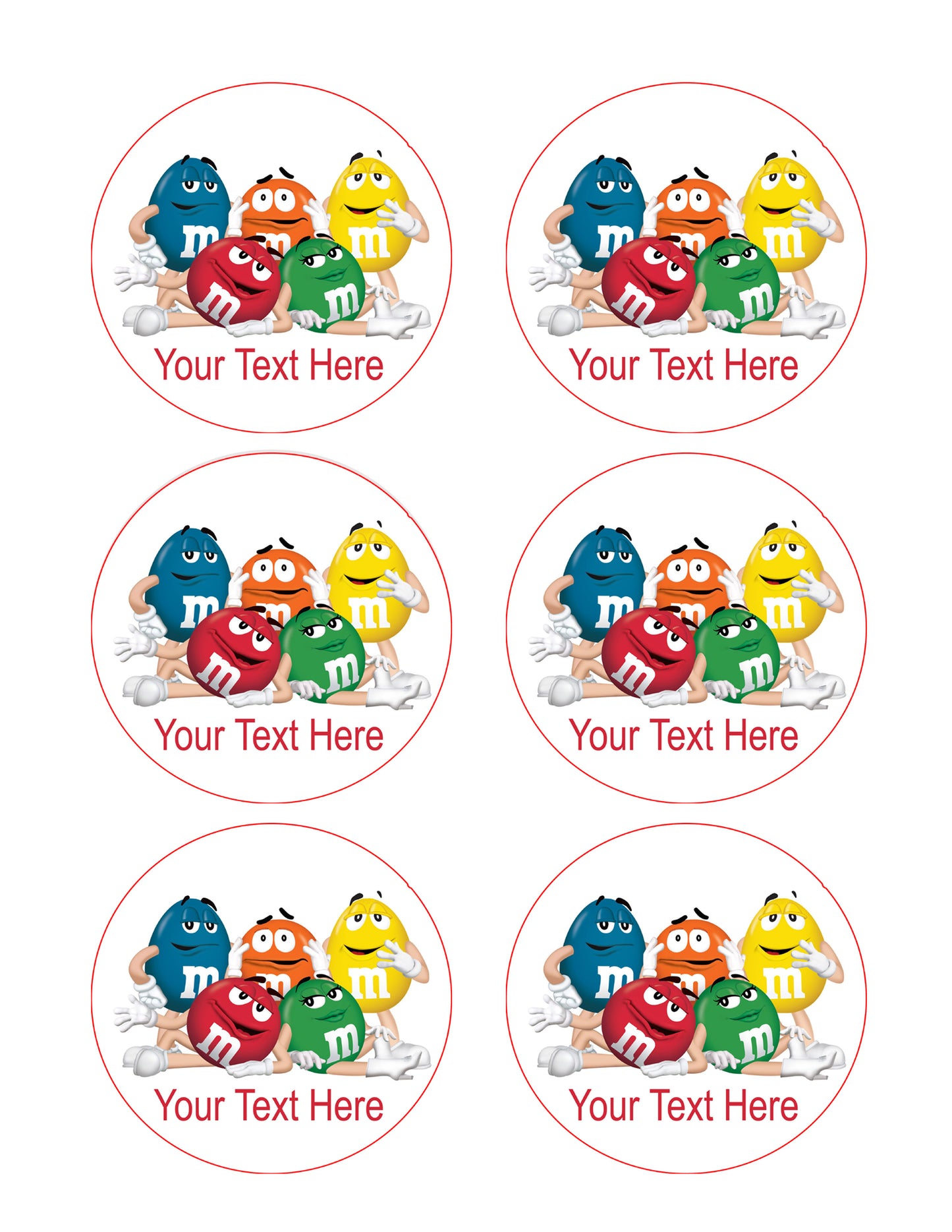 M & M - Edible Cake Topper, Cupcake Toppers, Strips